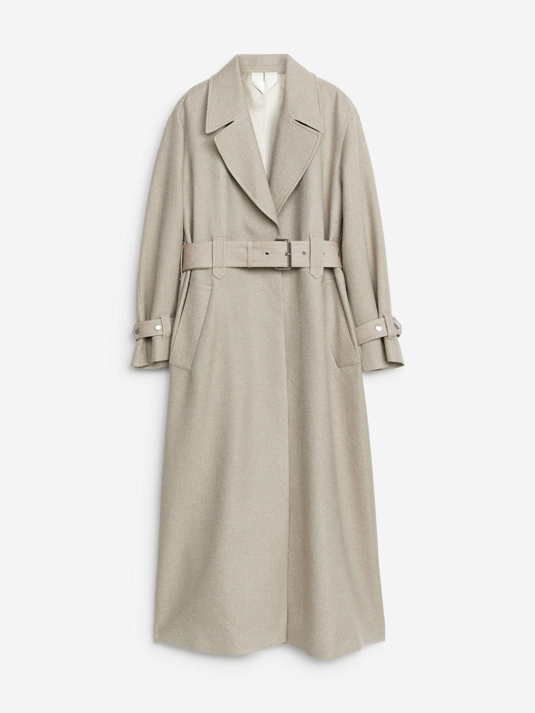 Abrigo de sarga con cinturón-#9F9581-7257