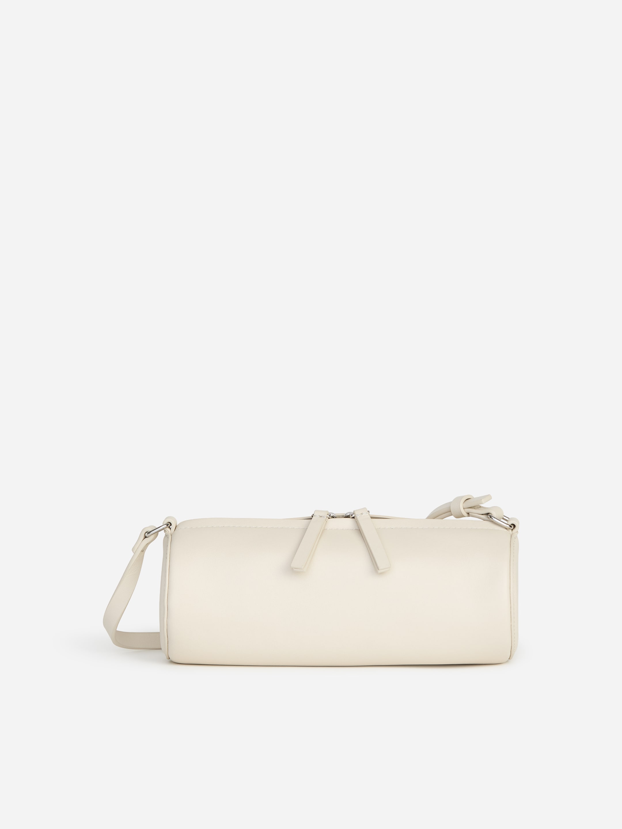 Borsa a spalla cilindrica in pelle-White-20198