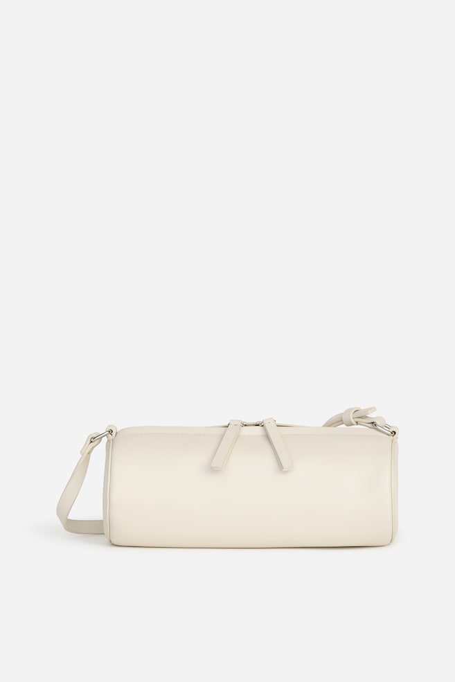 Sac à bandoulière cylindrique en cuir - Blanc cassé/Noir - 1