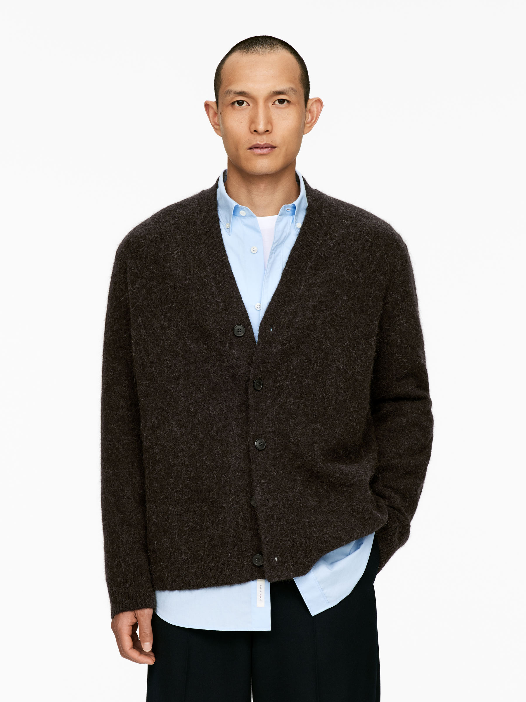 Wool-Alpaca Blend Cardigan-#3F3838-16418