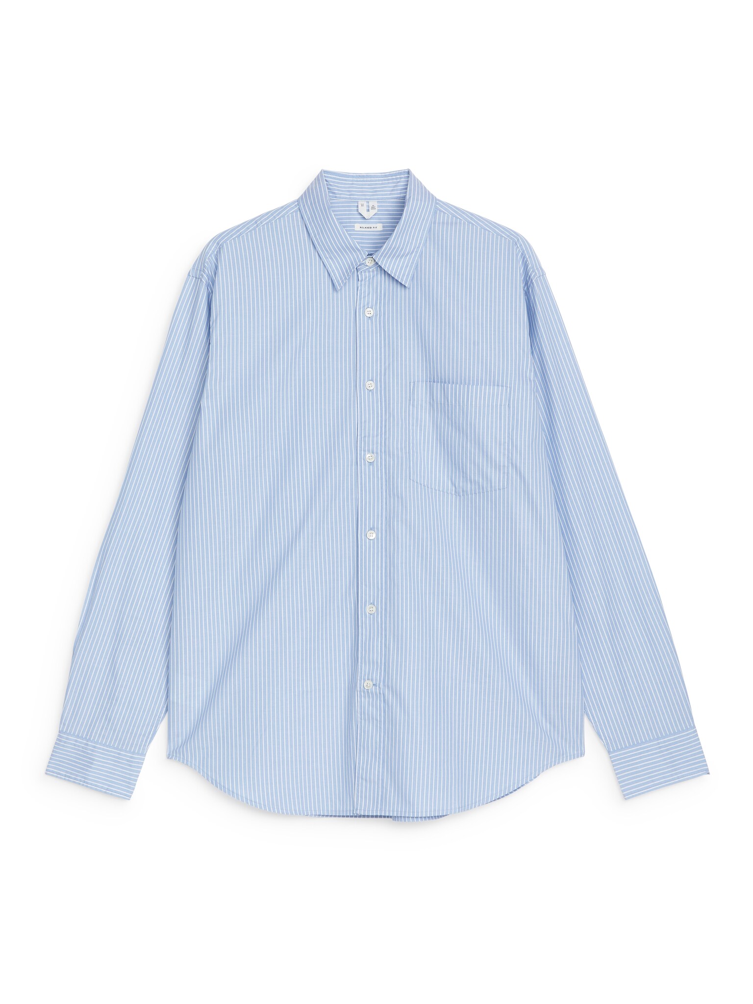 Relaxed Cotton Shirt - Light Blue/White