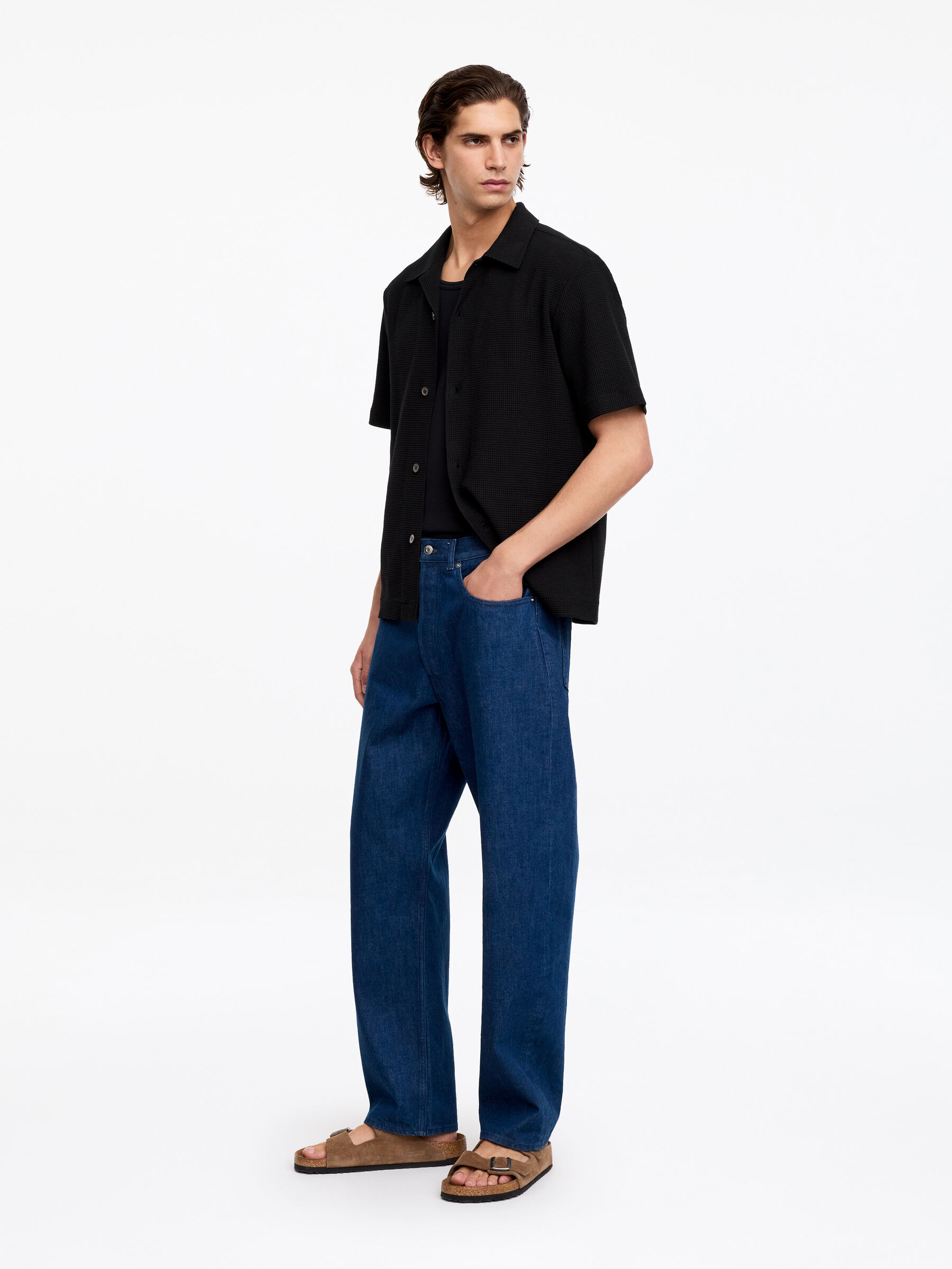 Jerseyhemd mit Waffelmuster - Schwarz - Regular Fit - Men - StillMedia/Lookbook - 5