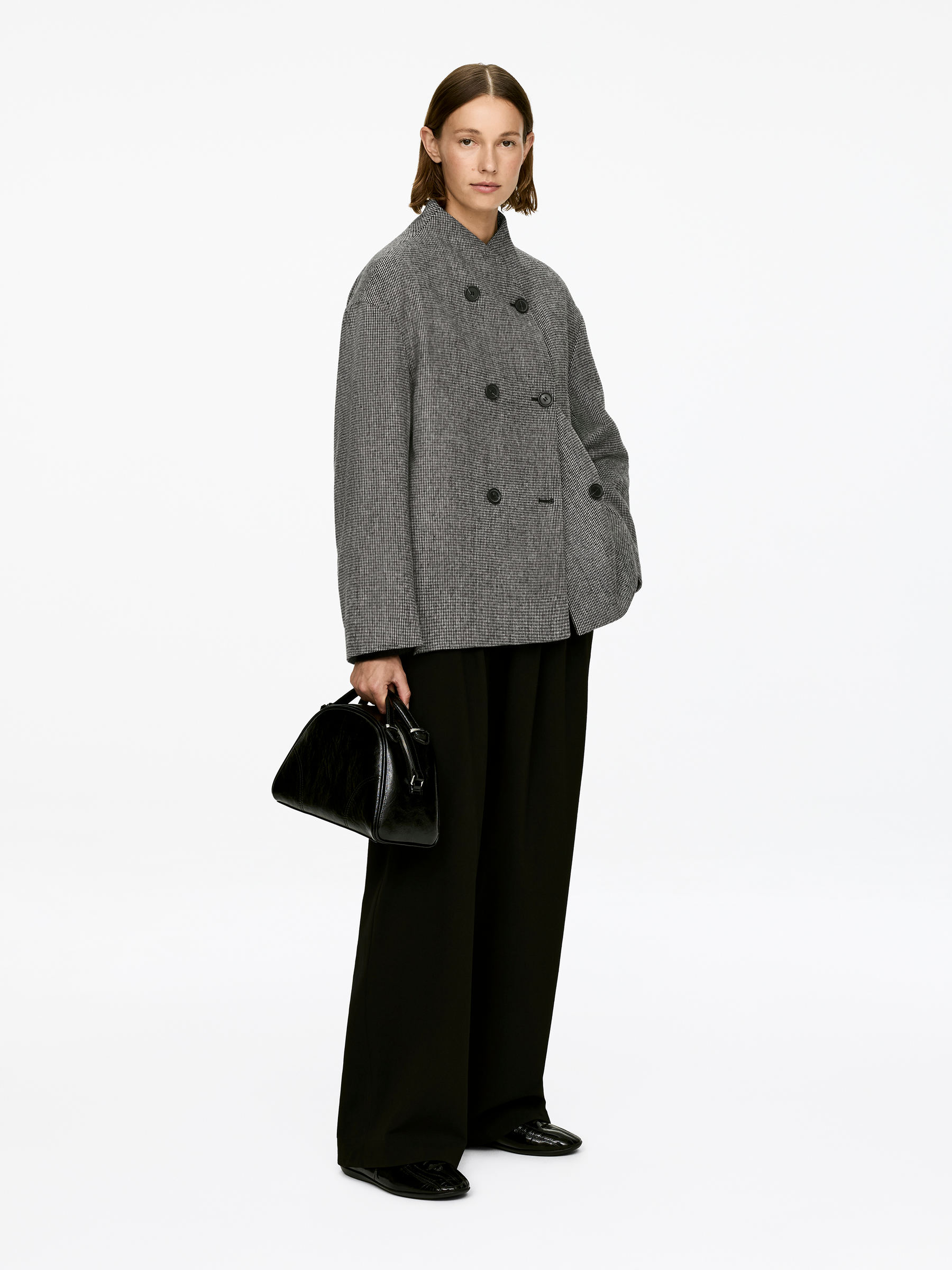 Wolljacke mit Schalkragen - Grau - Oversize - Damen - StillMedia/Lookbook - 23