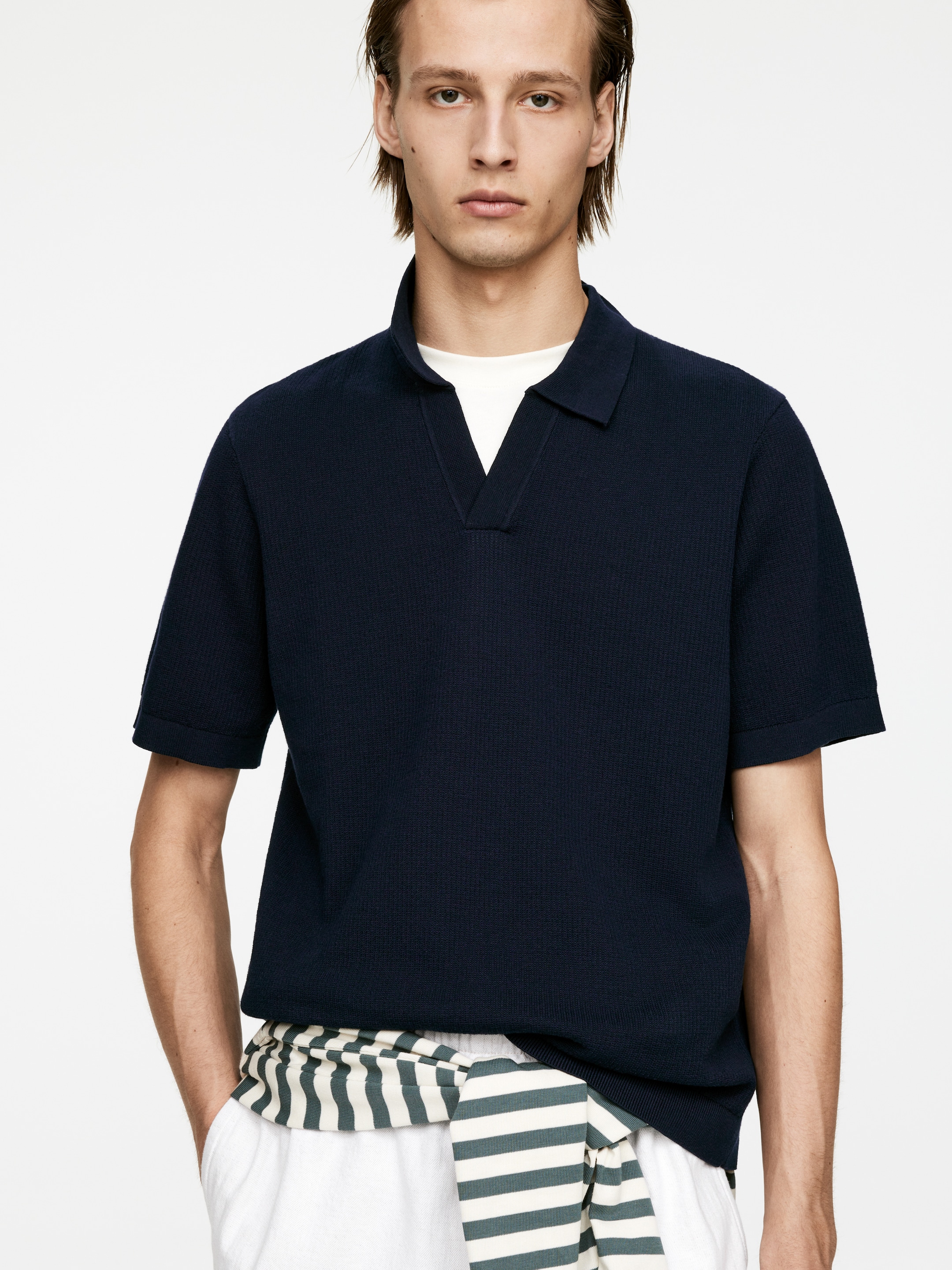 Agrandir l'image: Polo texturé - Bleu foncé - HOMME | H&M FR 4