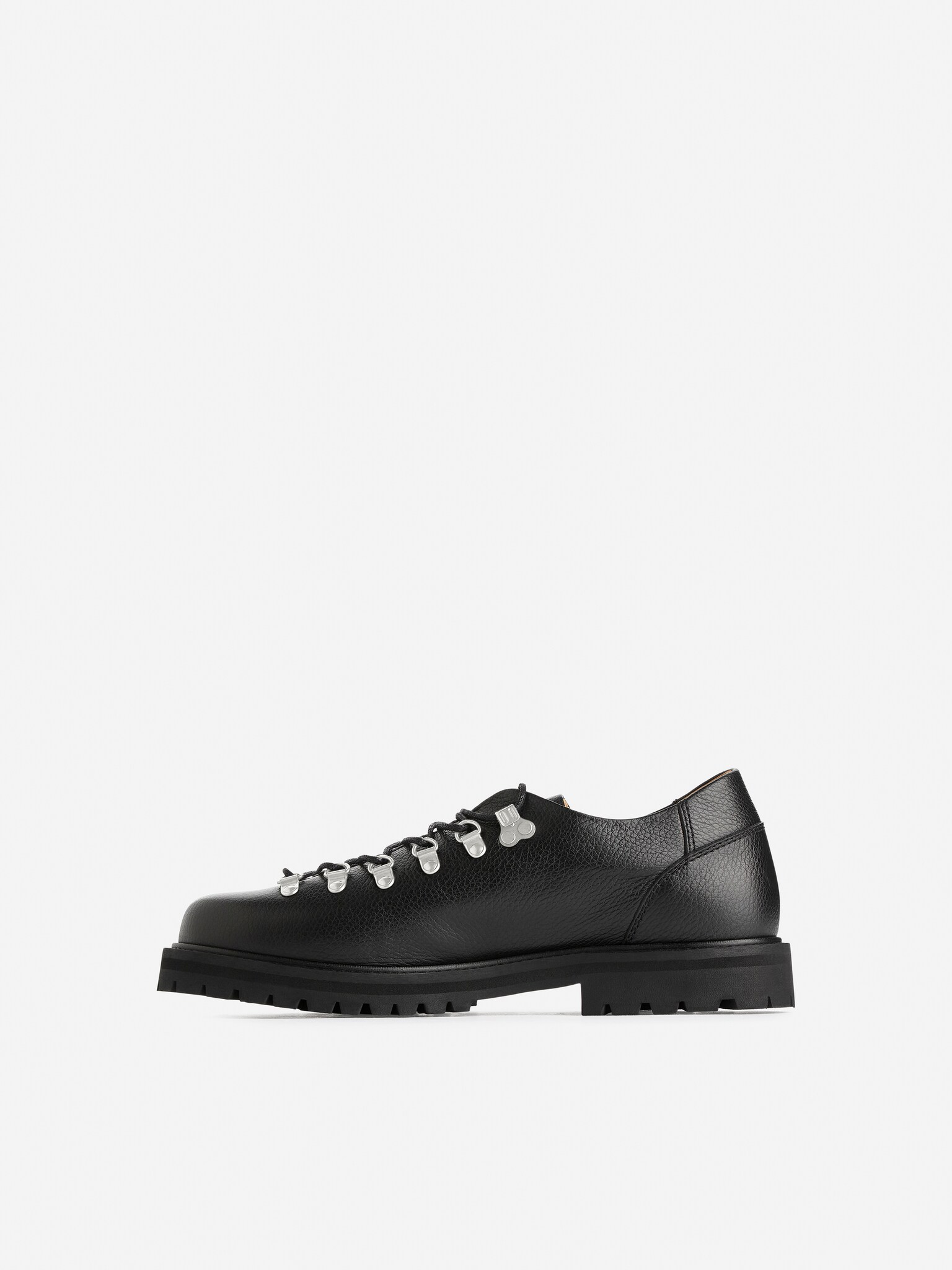 Leather Hiking Shoes - Black/Dark Brown - 5