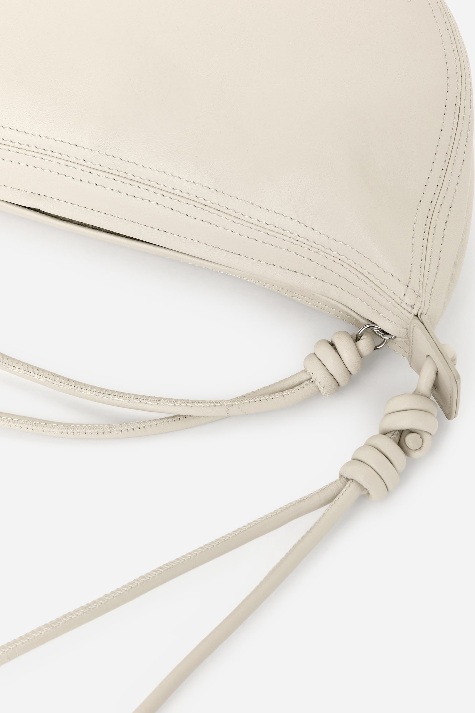 Skórzana torba w kształcie półksiężyca - Beżowy/Czarny - 7