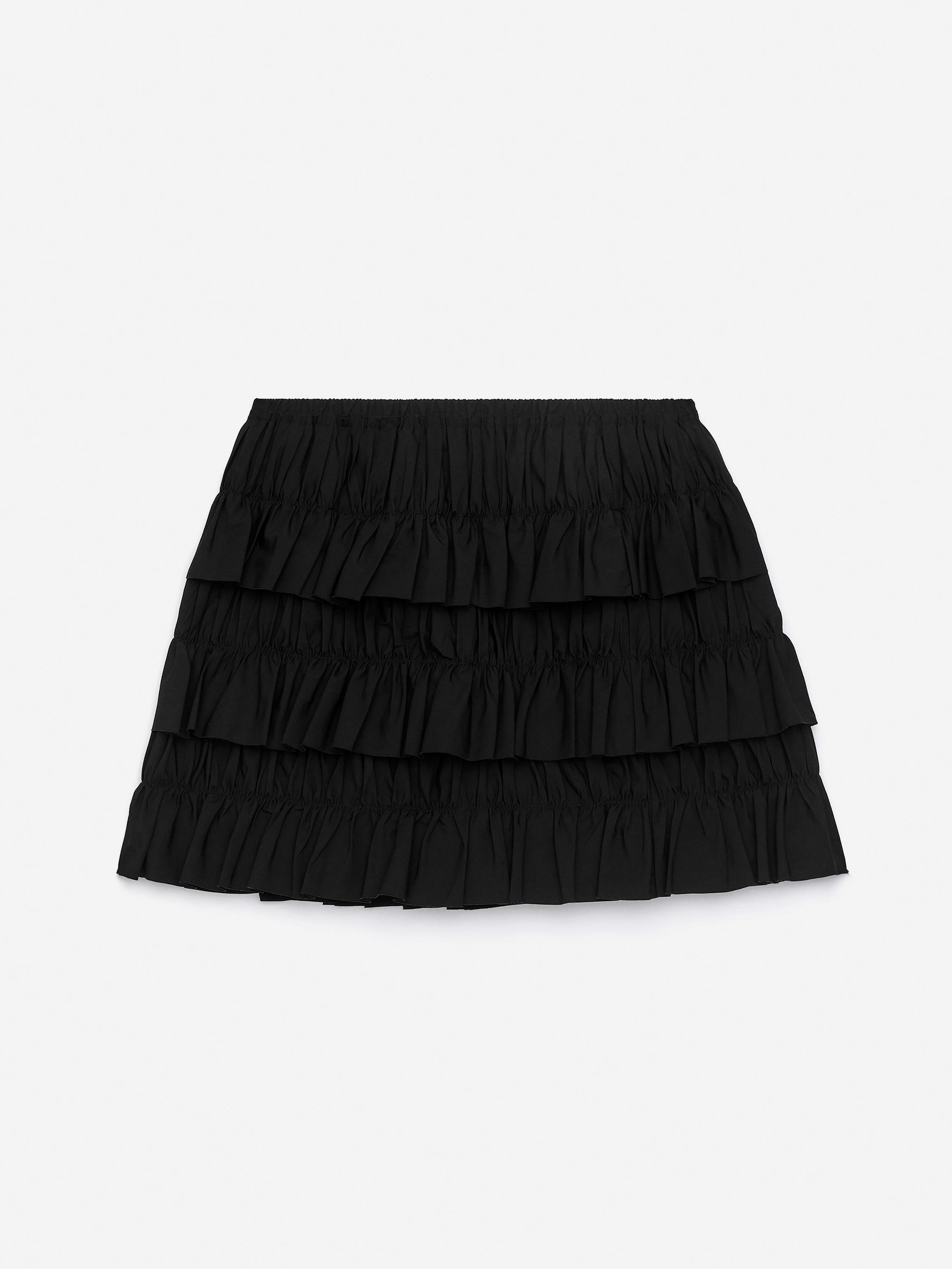 Frill Mini Skirt-Black-16161