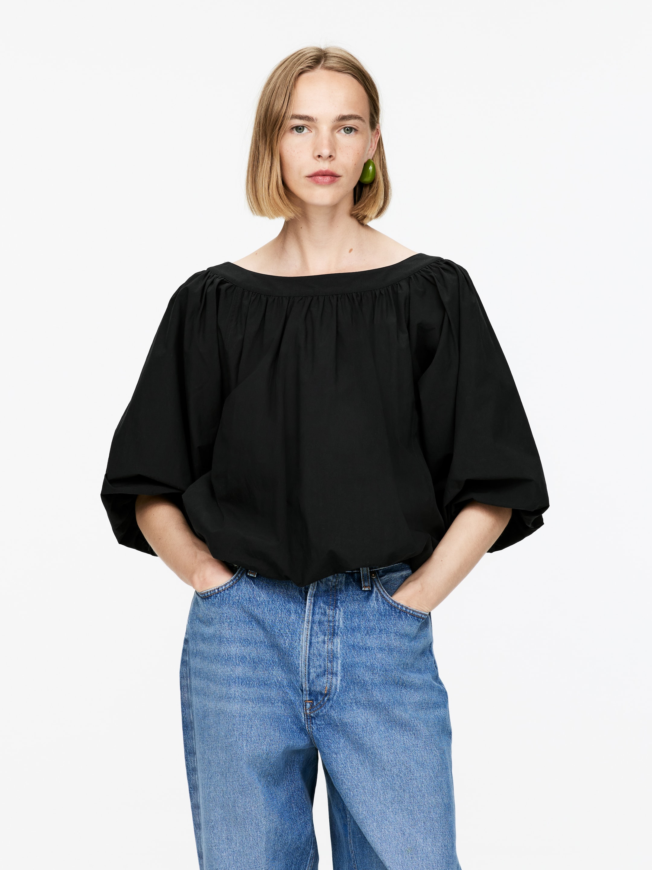 Grotere afbeelding bekijken: Balloon-Hem Top - Black - DAMES | H&M BE 1