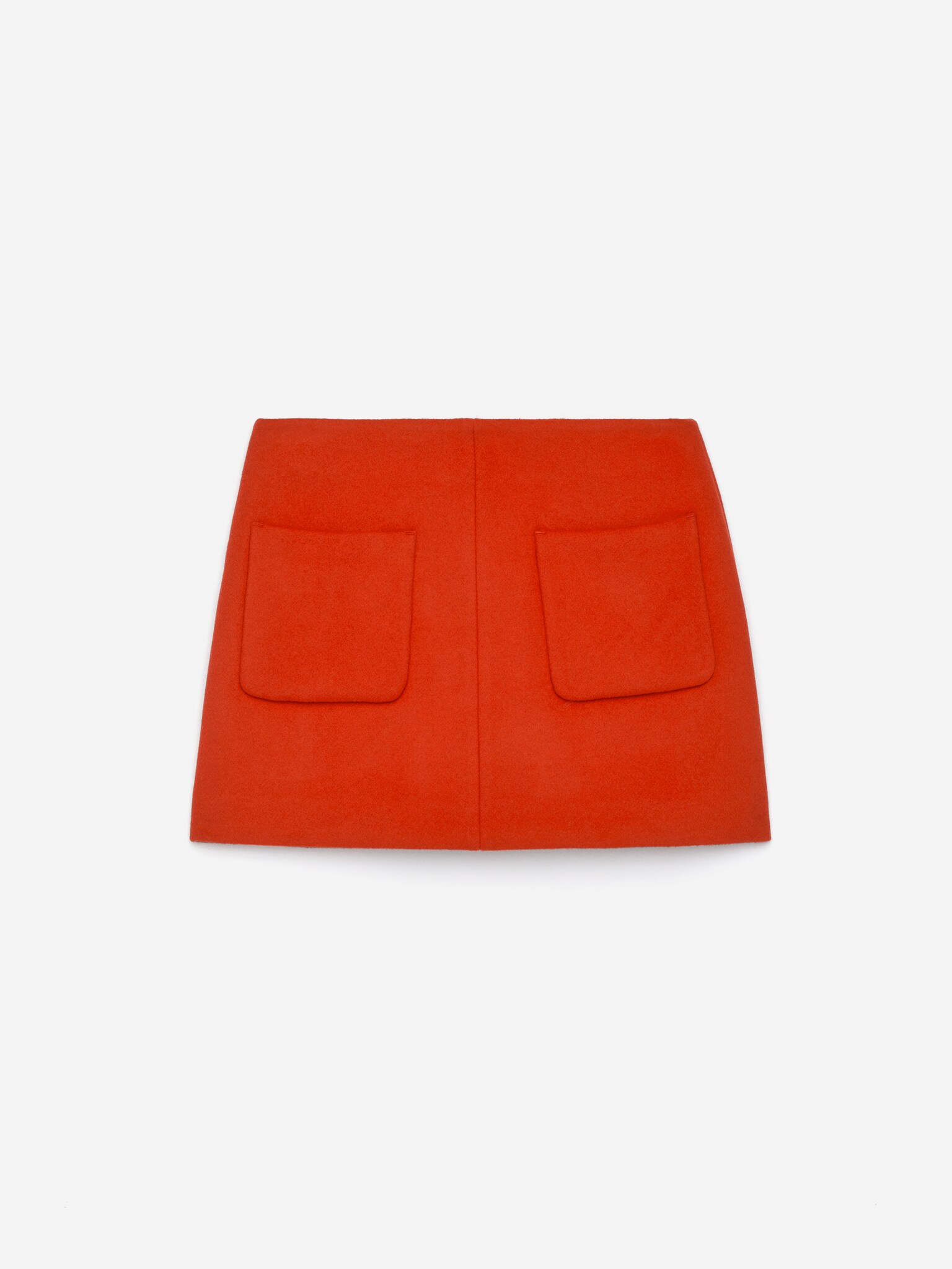 Mini-jupe en mélange de laine - Orange/Gris foncé - 2