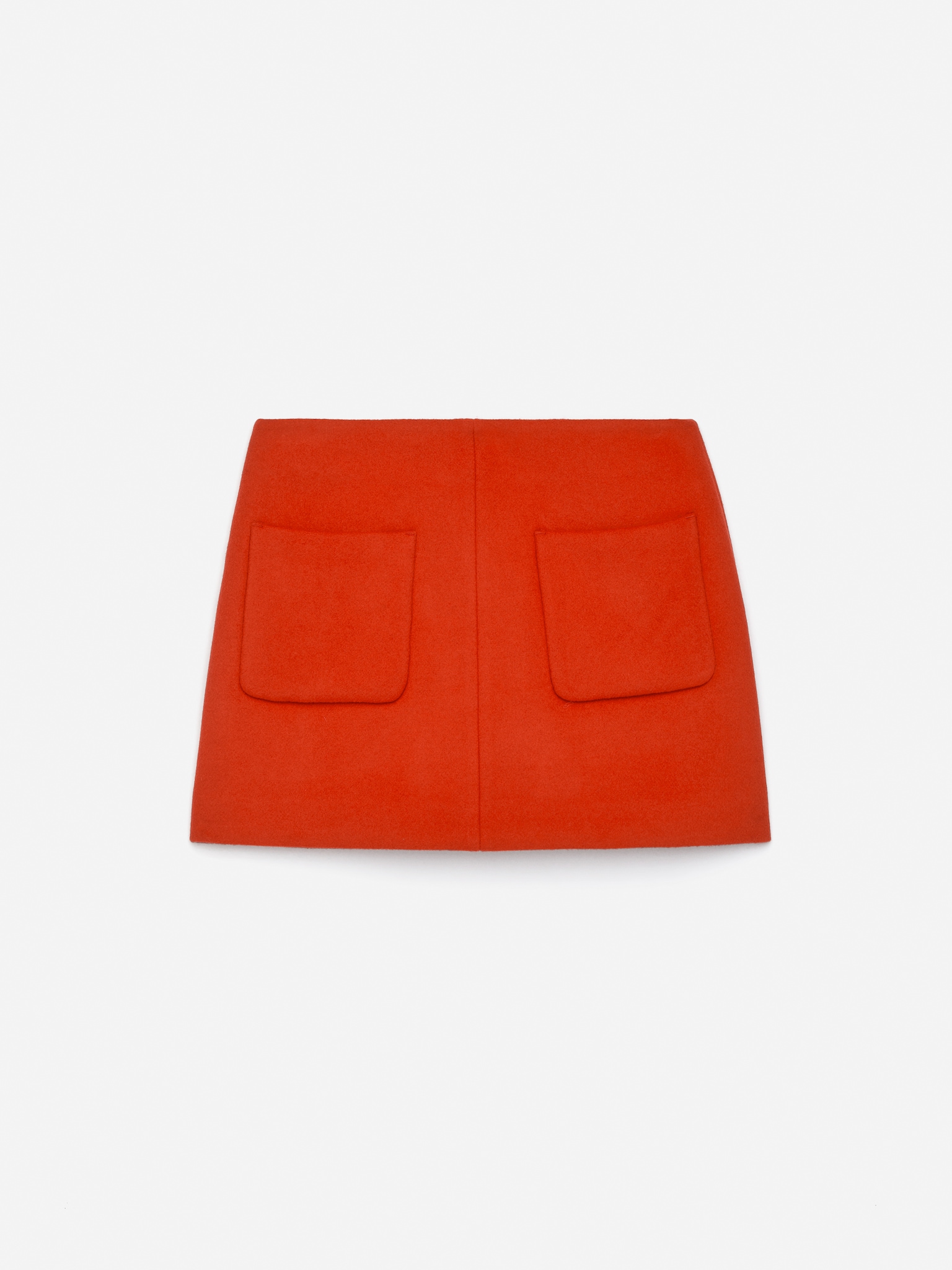 Minigonna in misto lana - Arancione/Grigio scuro - 2