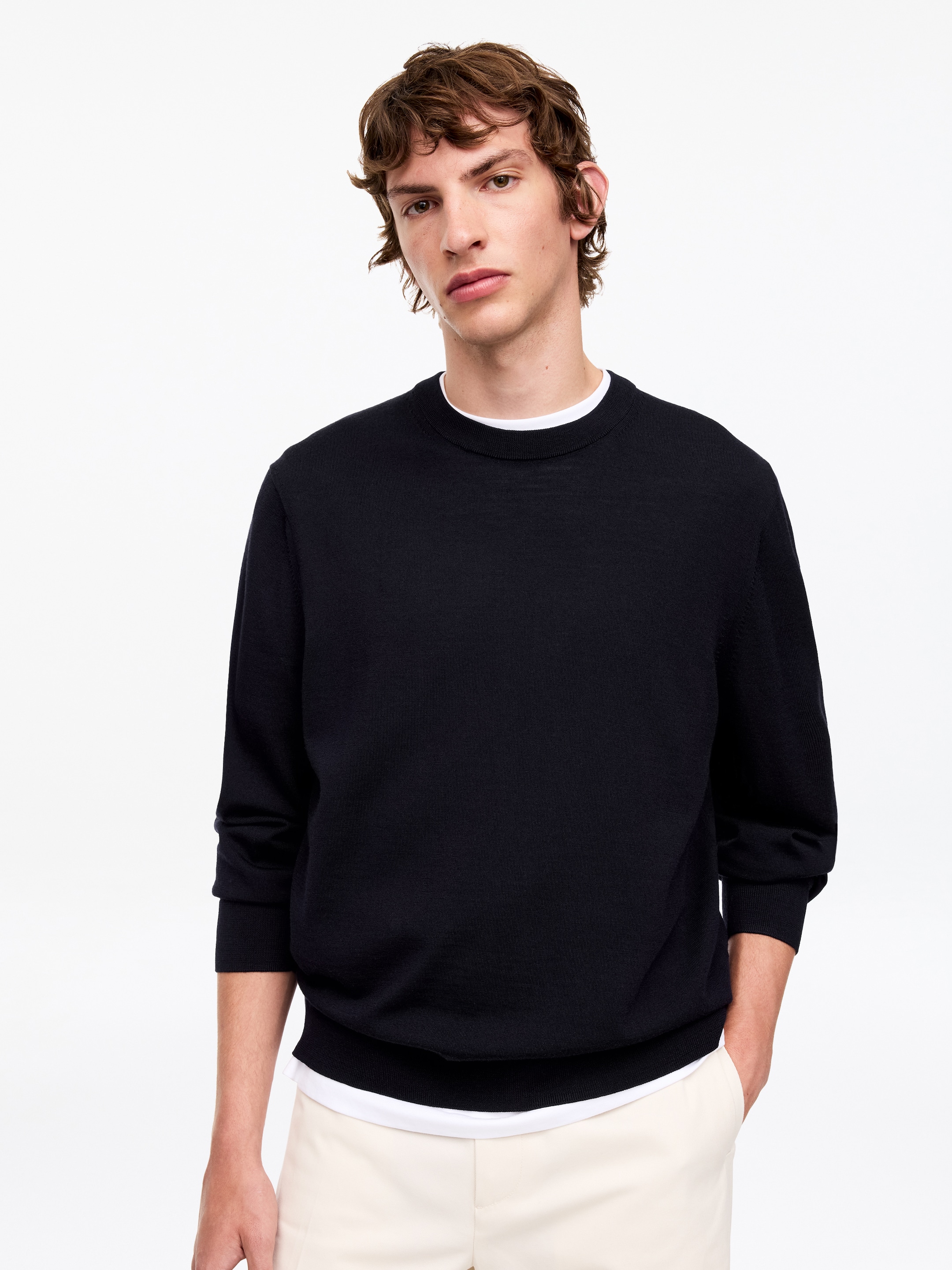 Fine Knit Merino Jumper - Dark Blue - Regular fit - Men - StillMedia/Lookbook - 53