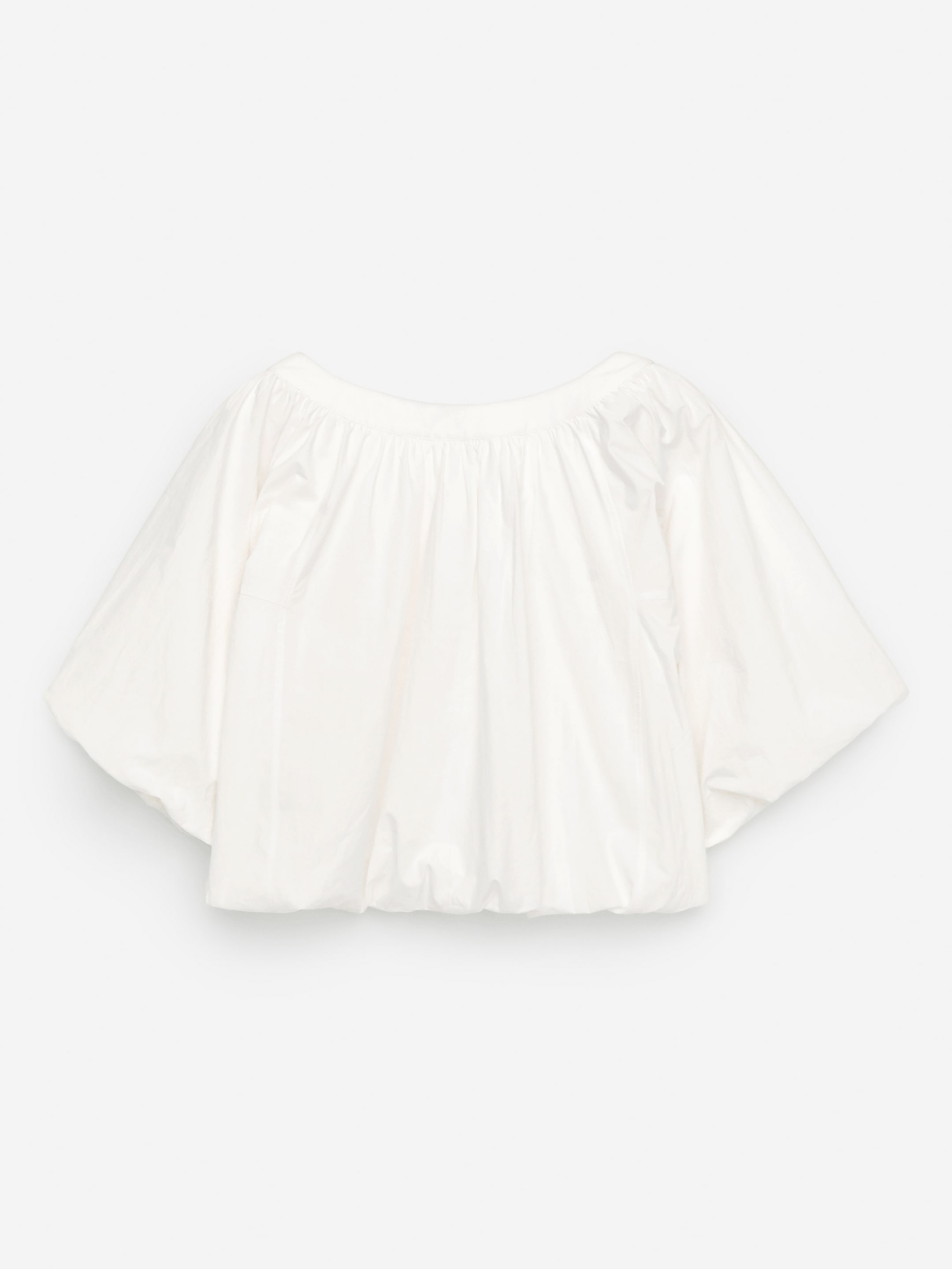 Balloon-Hem Top-#FFFFFF-14615