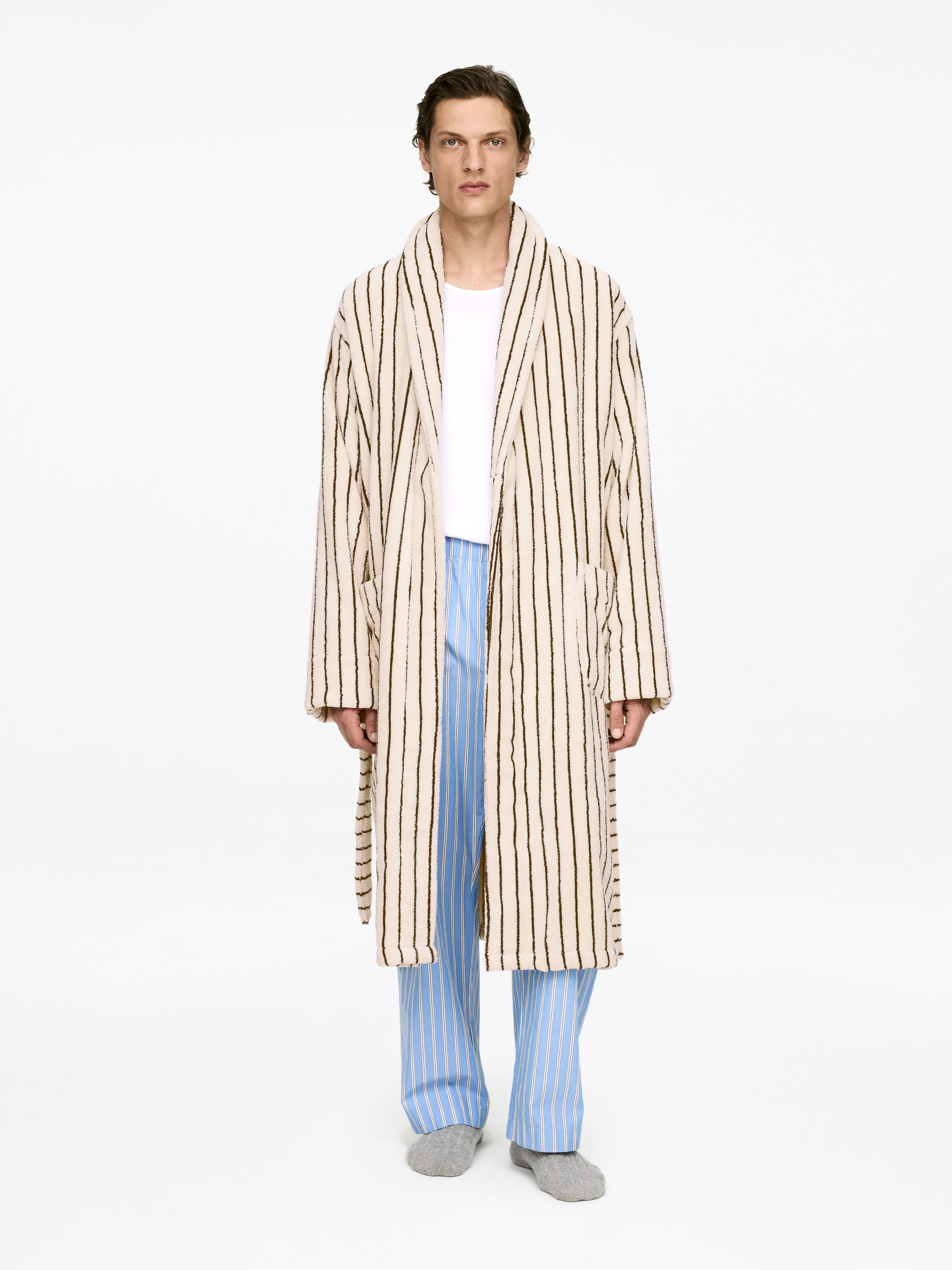 Cotton Terry Bathrobe-#EFEFDF-17593