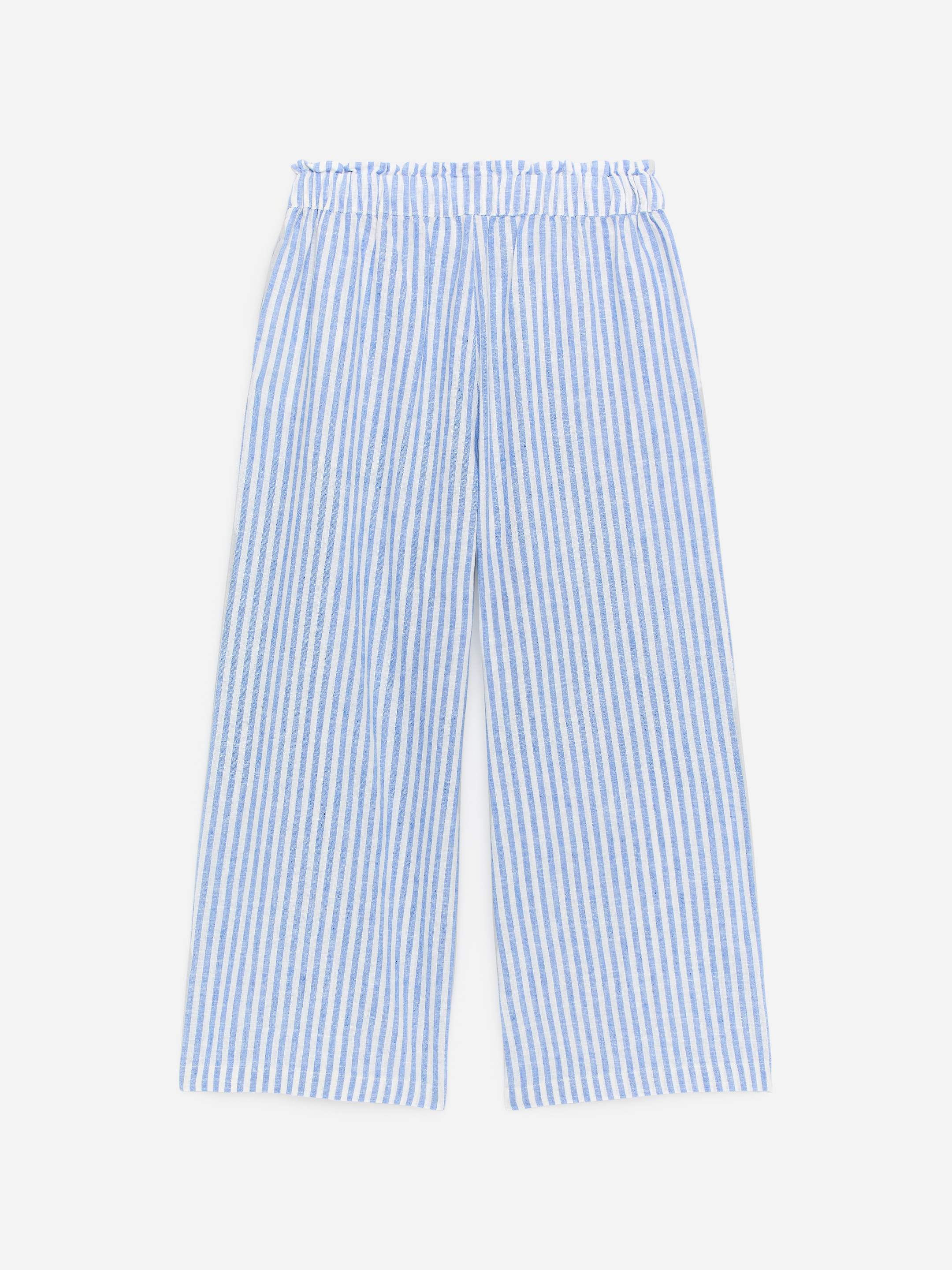 Pantalones holgados de lino y algodón - Blanco/Azul - Corte relajado - Children - StillMedia/DescriptiveStillLife - 1