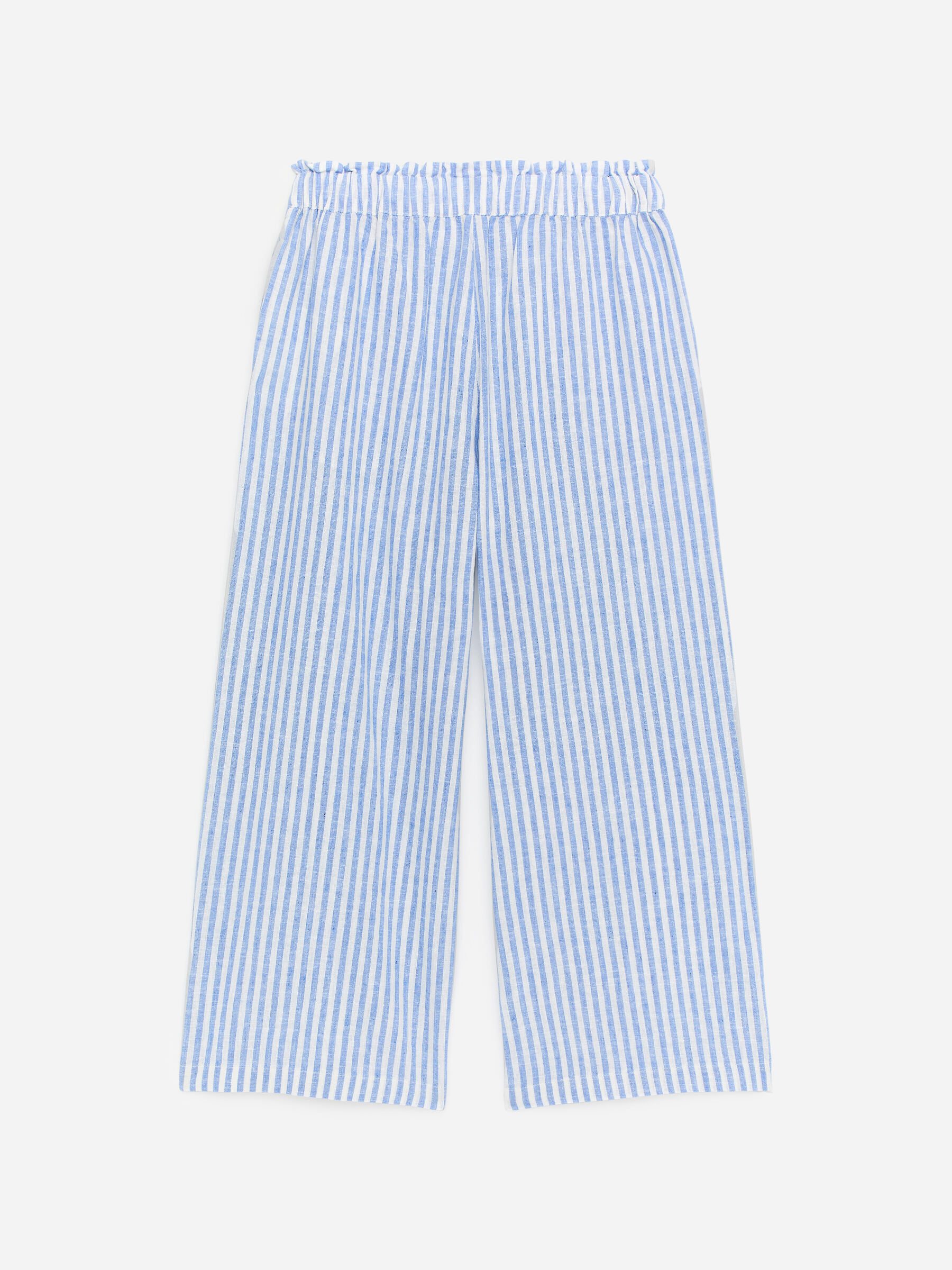 Relaxed Cotton-Linen Trousers - White/Blue - Relaxed fit - Children - StillMedia/DescriptiveStillLife - 1