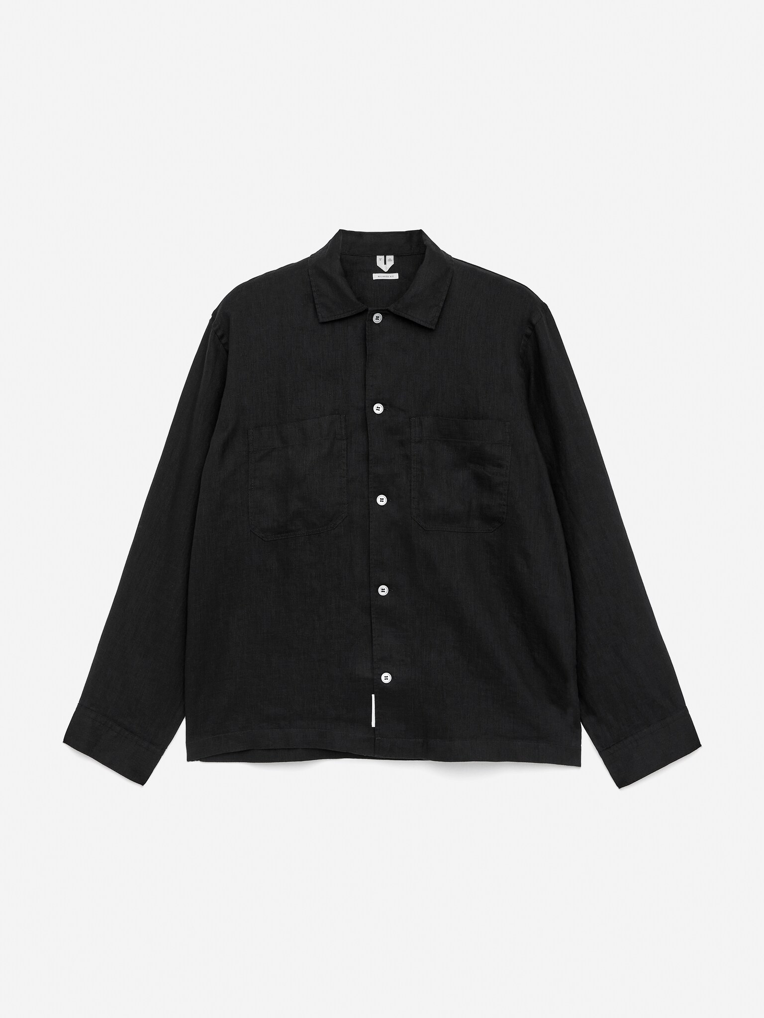 Relaxed Linen Shirt - Black/Beige