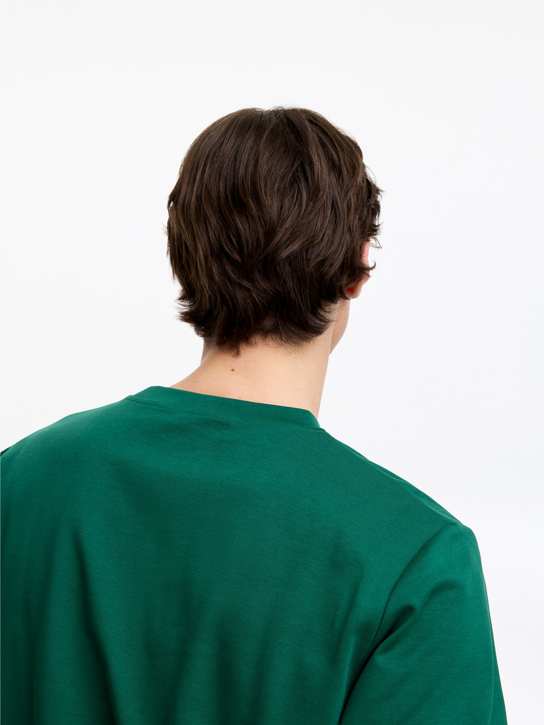 T-shirt i interlocktrikå - Mörkgrön - Loose fit - Men - StillMedia/Lookbook - 4