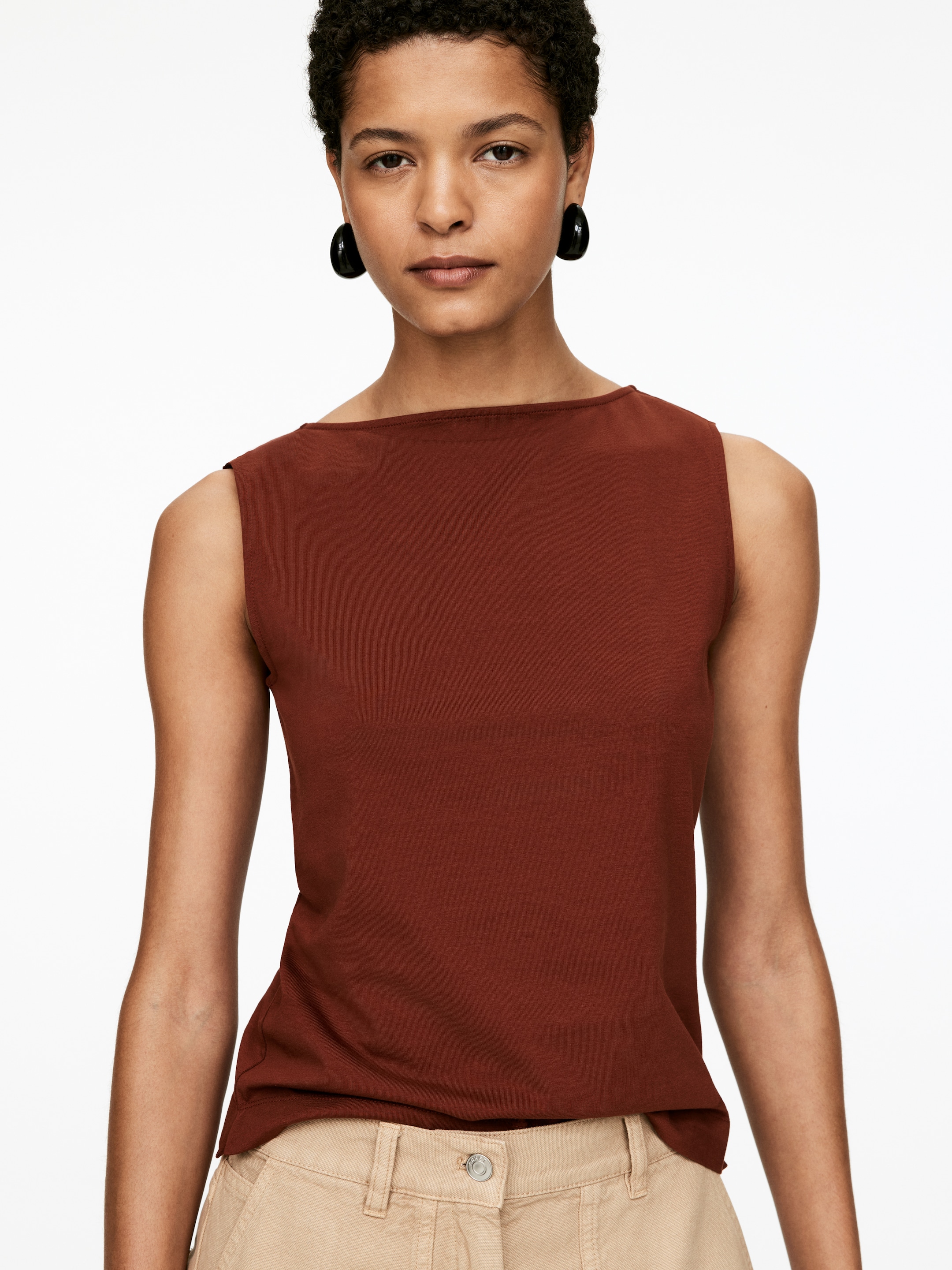 Ver imagen más grande: Top sin mangas de tipo deportivo con cuello barco - Óxido - MUJER | H&M ES 2