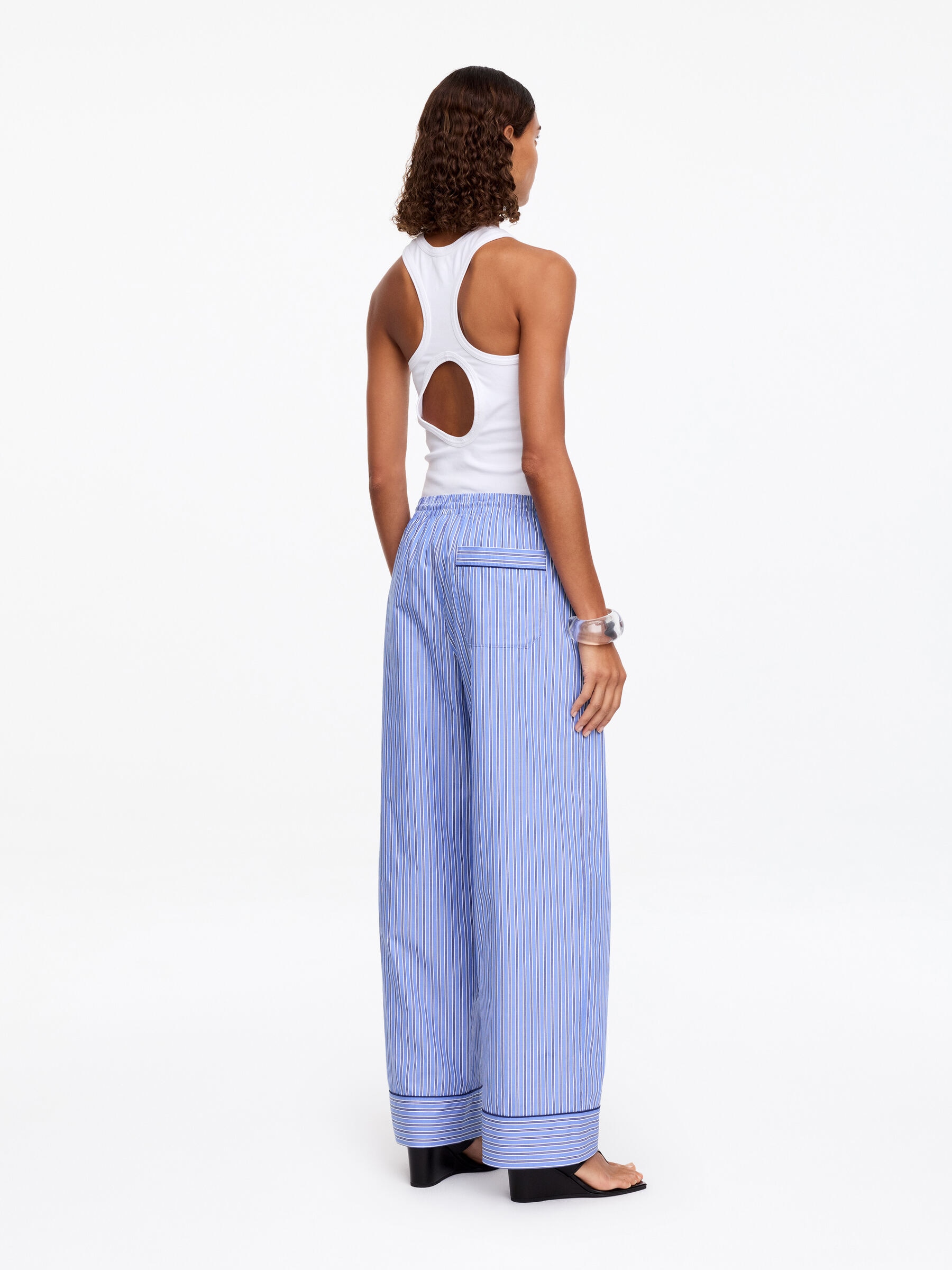 Striped Cotton Trousers - Blue/Striped - Regular fit - Women - StillMedia/Lookbook - 2