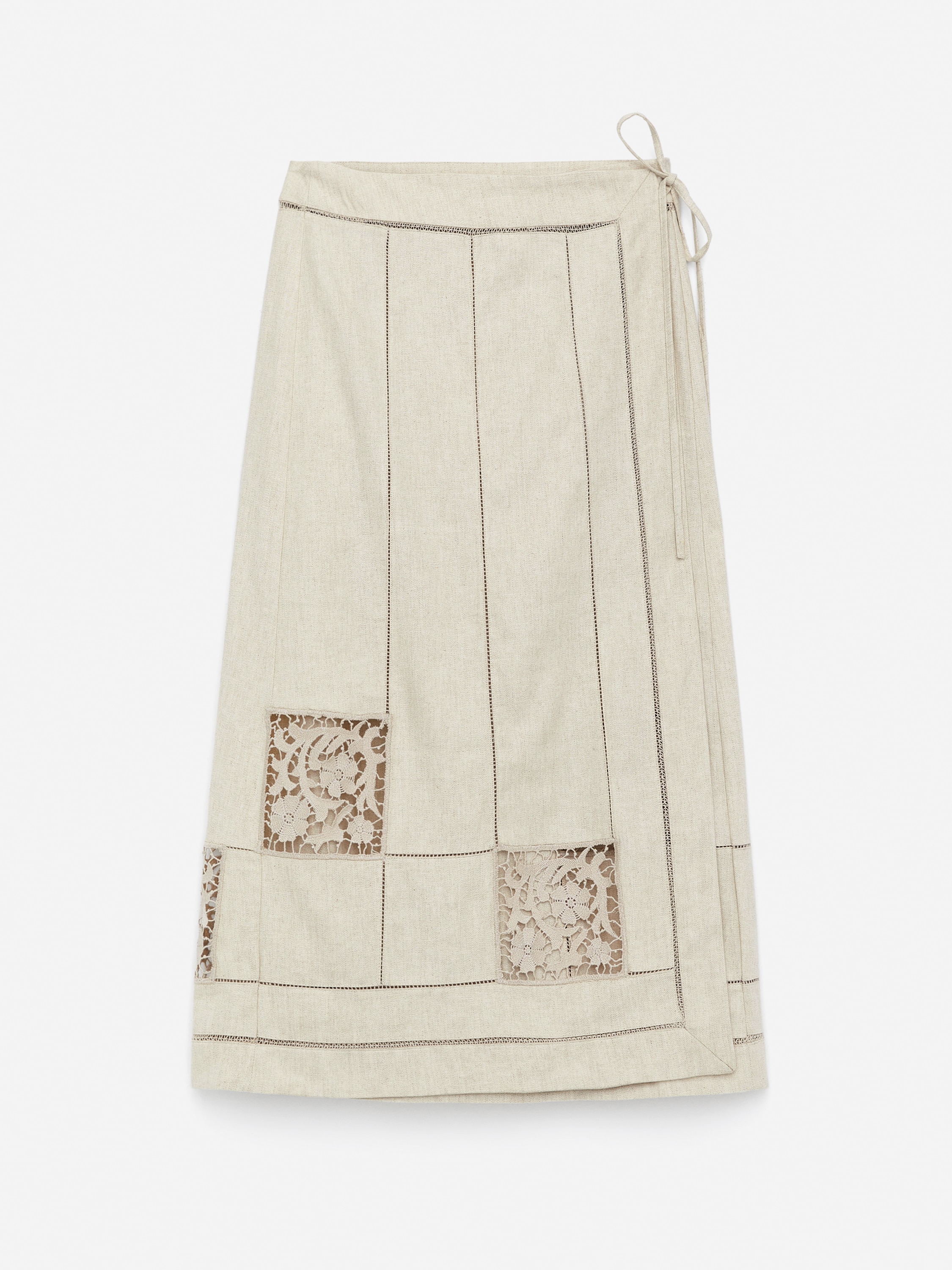 Vyšívaná zavinovací sukně - Béžová