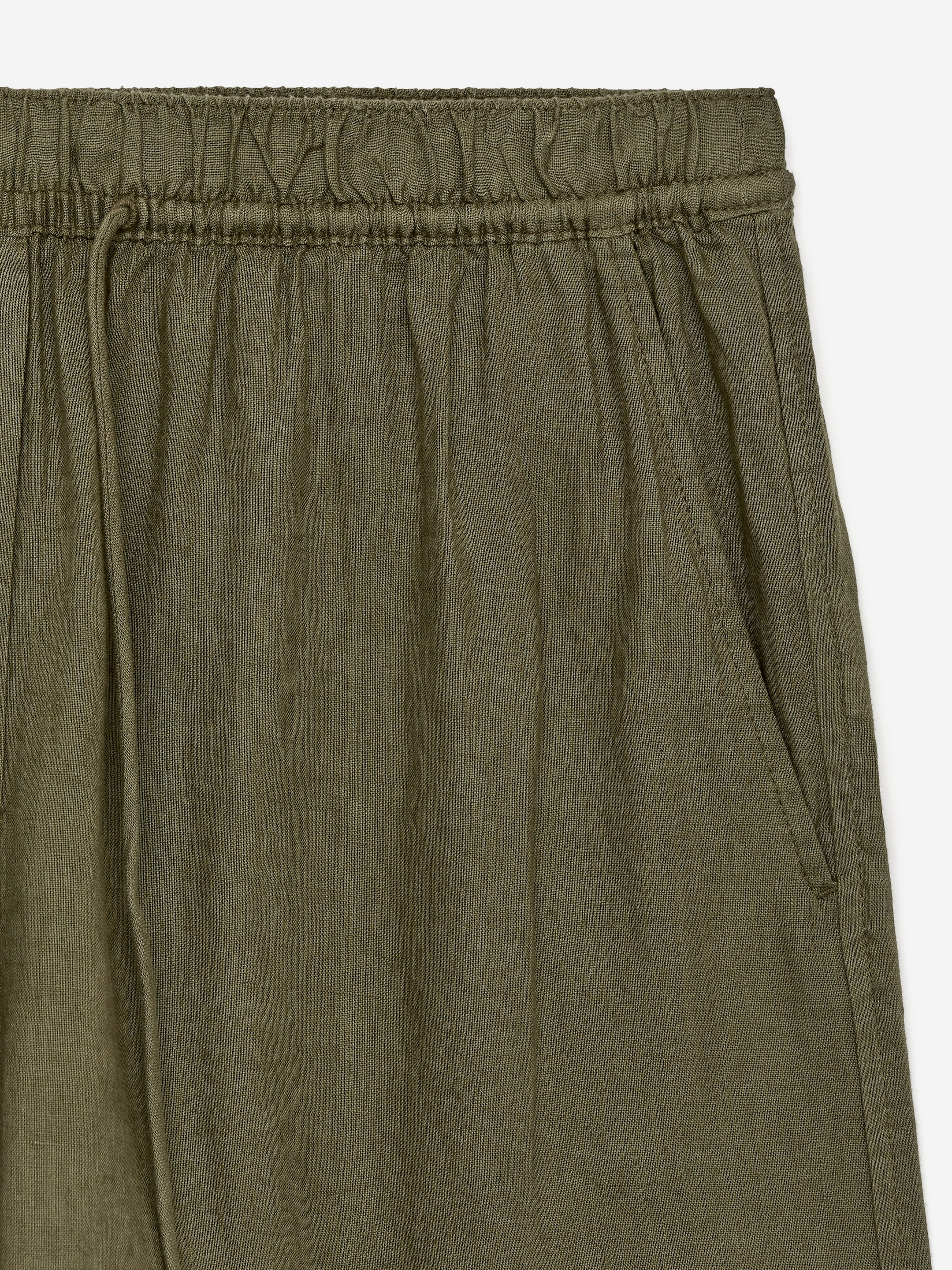 Cropped Linen Trousers - Khaki Green - Loose fit - Women - StillMedia/DescriptiveDetail - 2