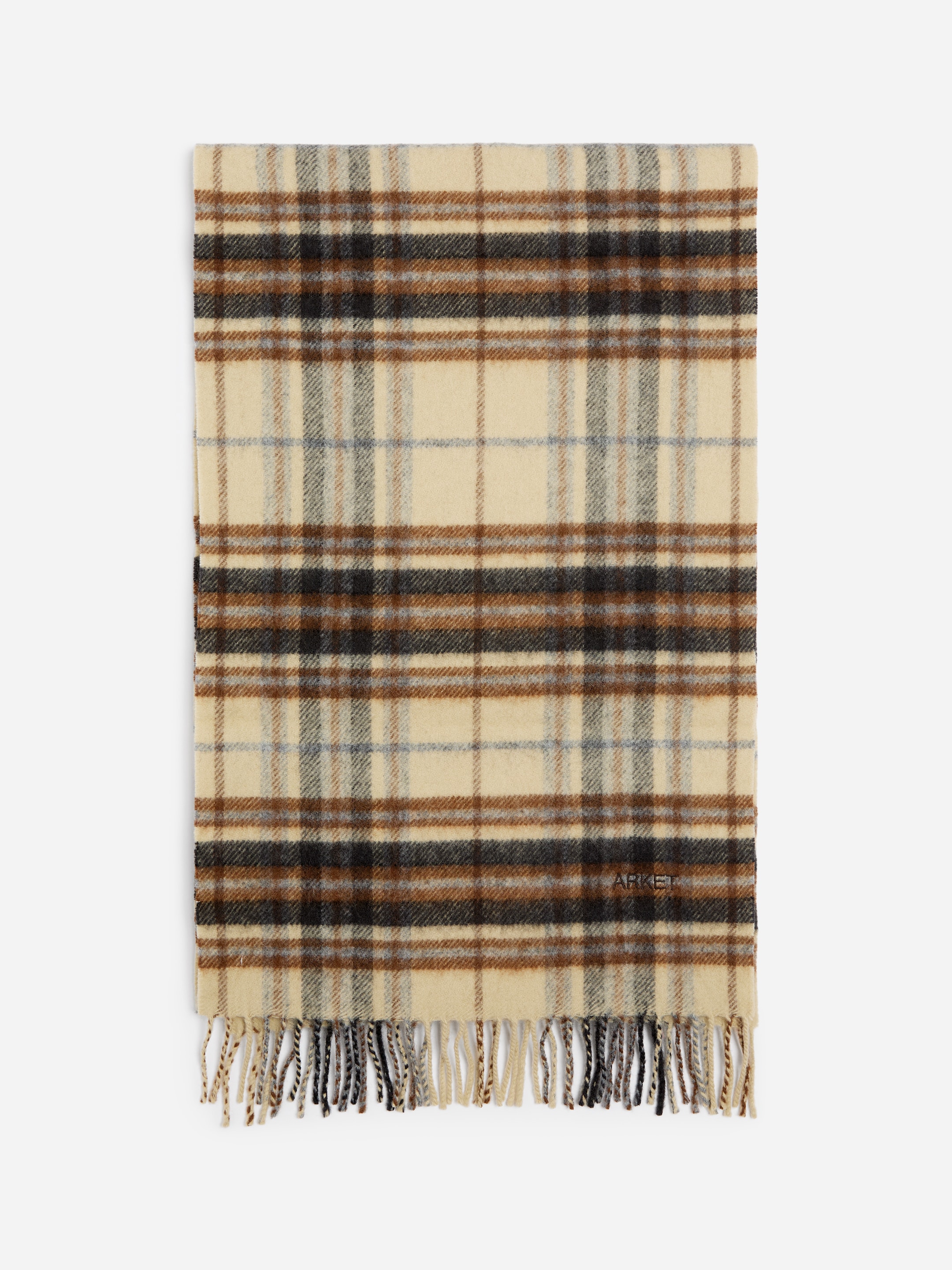 Checked Wool Scarf-Yellow-20670