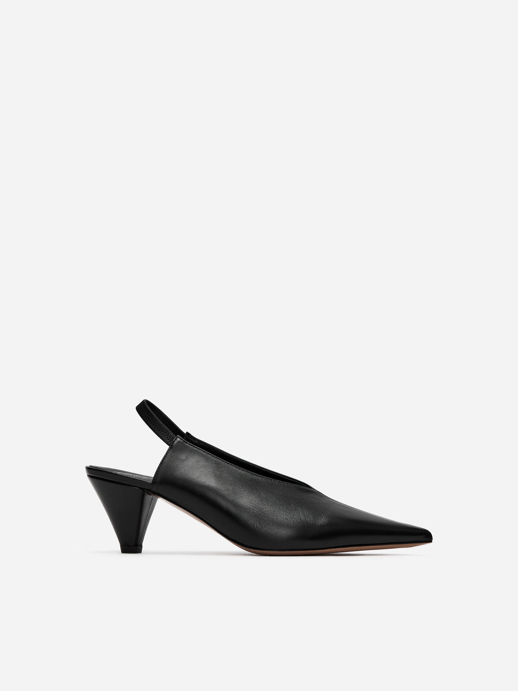 Slingback Leather Pumps-Black-18128