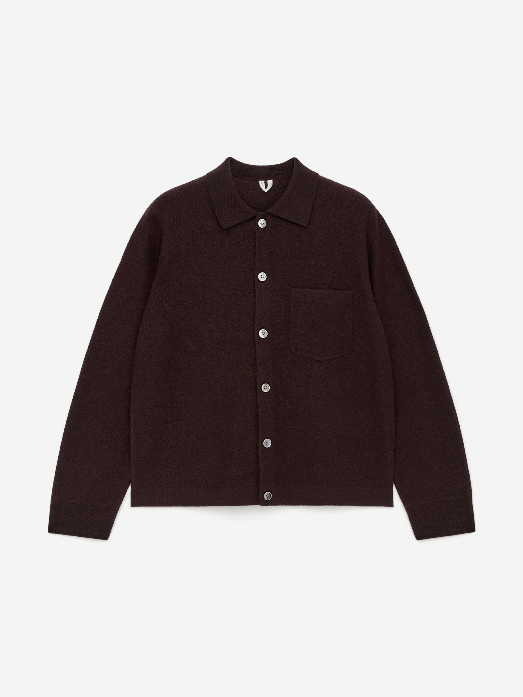 Boiled Wool Cardigan-#3F3838-17107