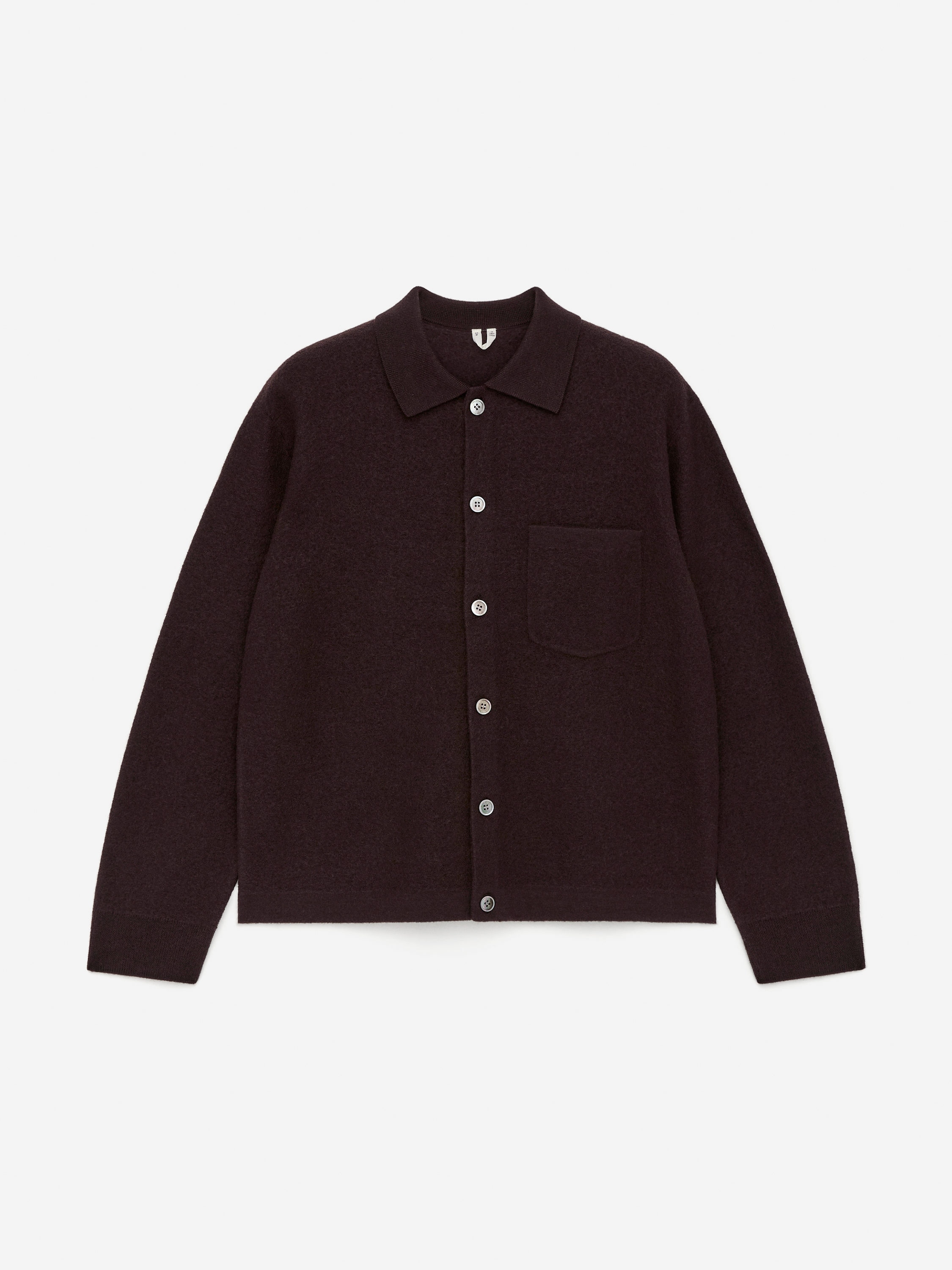 Boiled Wool Cardigan-Brown-17107