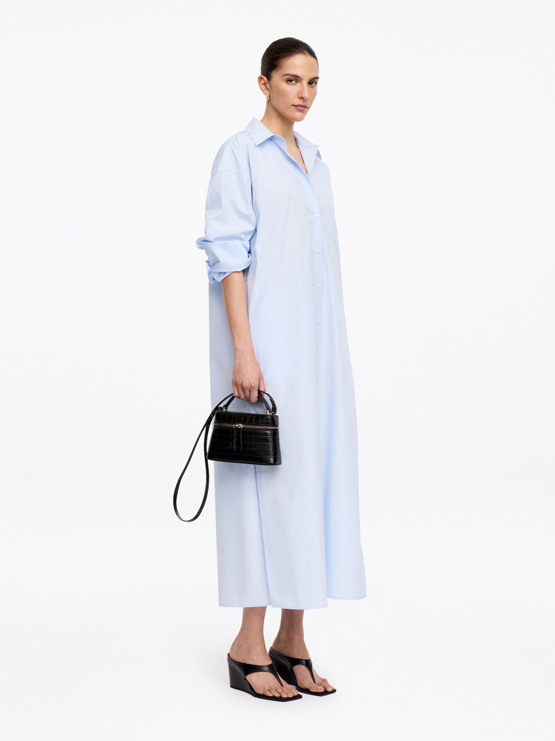 Umhängetasche aus Leder - Schwarz/Krokodilmuster - Damen - StillMedia/Lookbook - 9