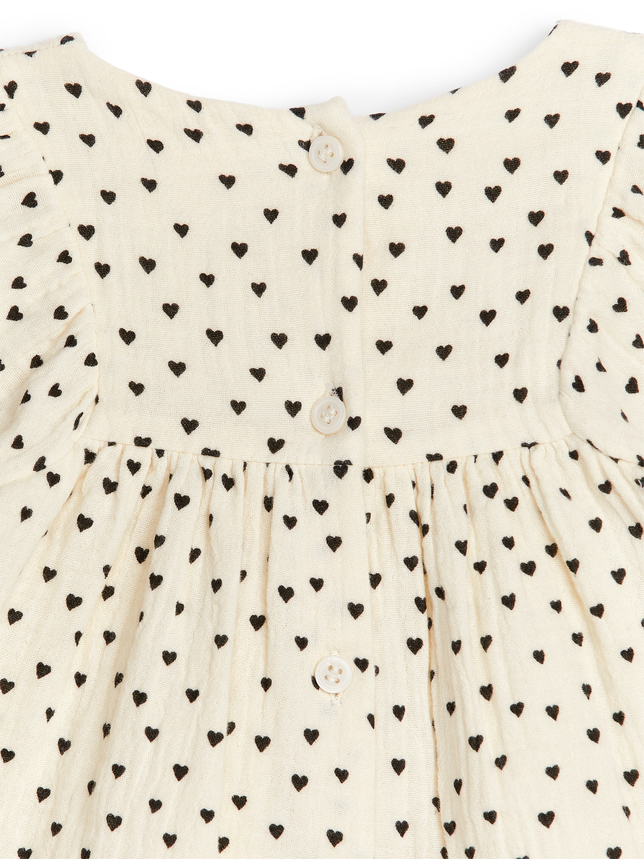 Visa större bild: Klänning i bomullsmuslin - Off-white/svarta hjärtan - BARN | H&M SE 3
