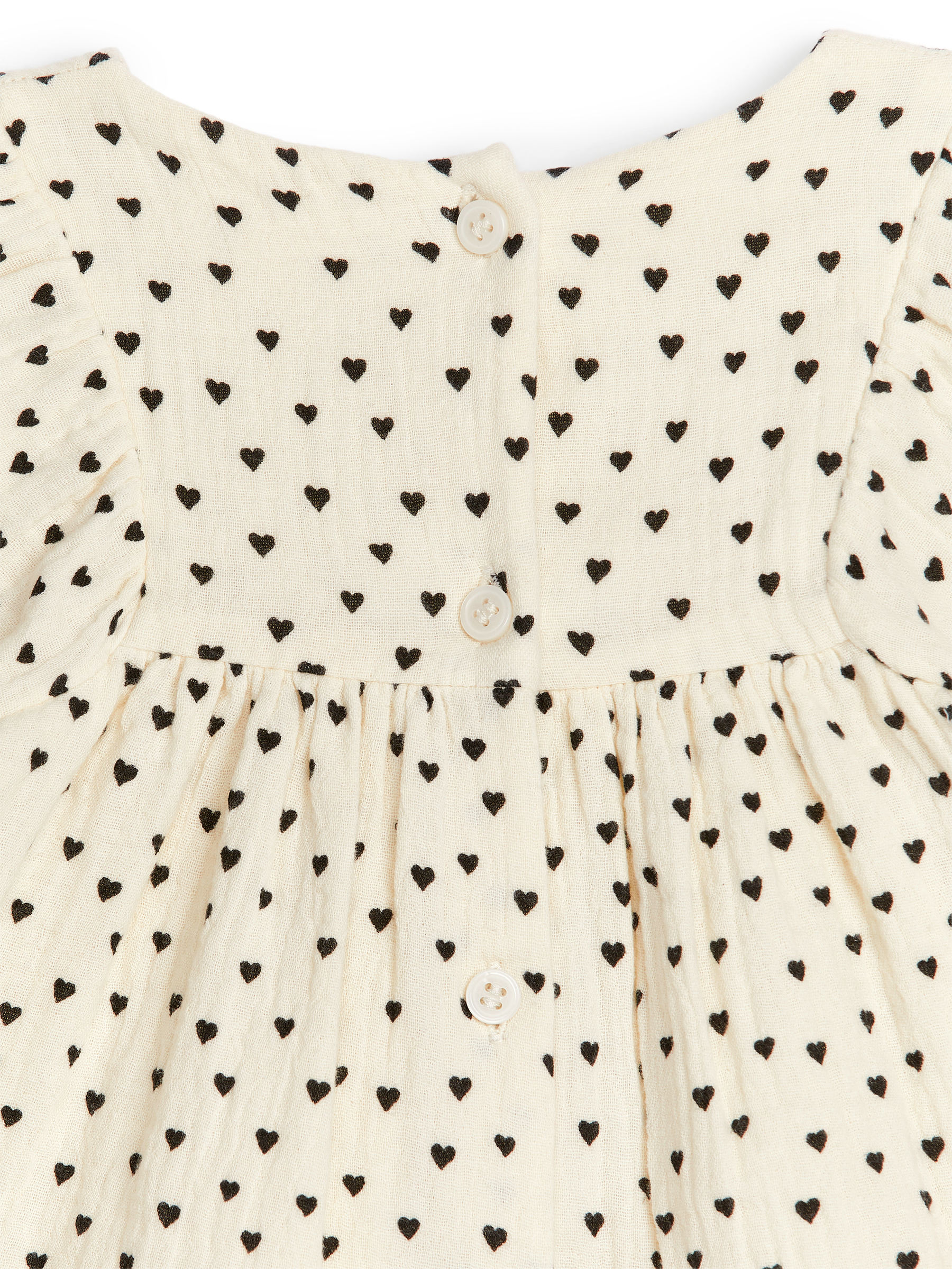Cotton Muslin Dress - Off White/Black Hearts - Oversized - Children - StillMedia/DescriptiveDetail - 1