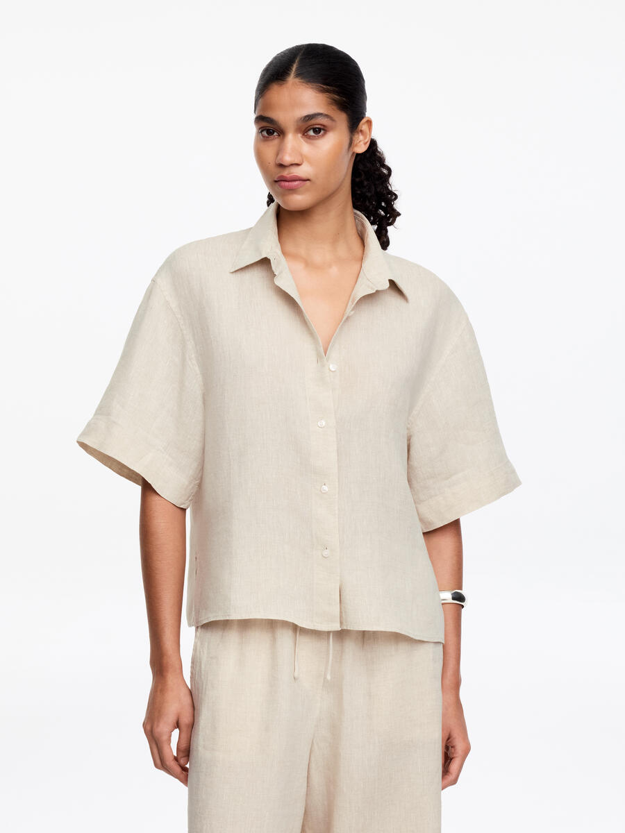 ARKET Women's  Relaxed Linen Shirt Beige,  size 42