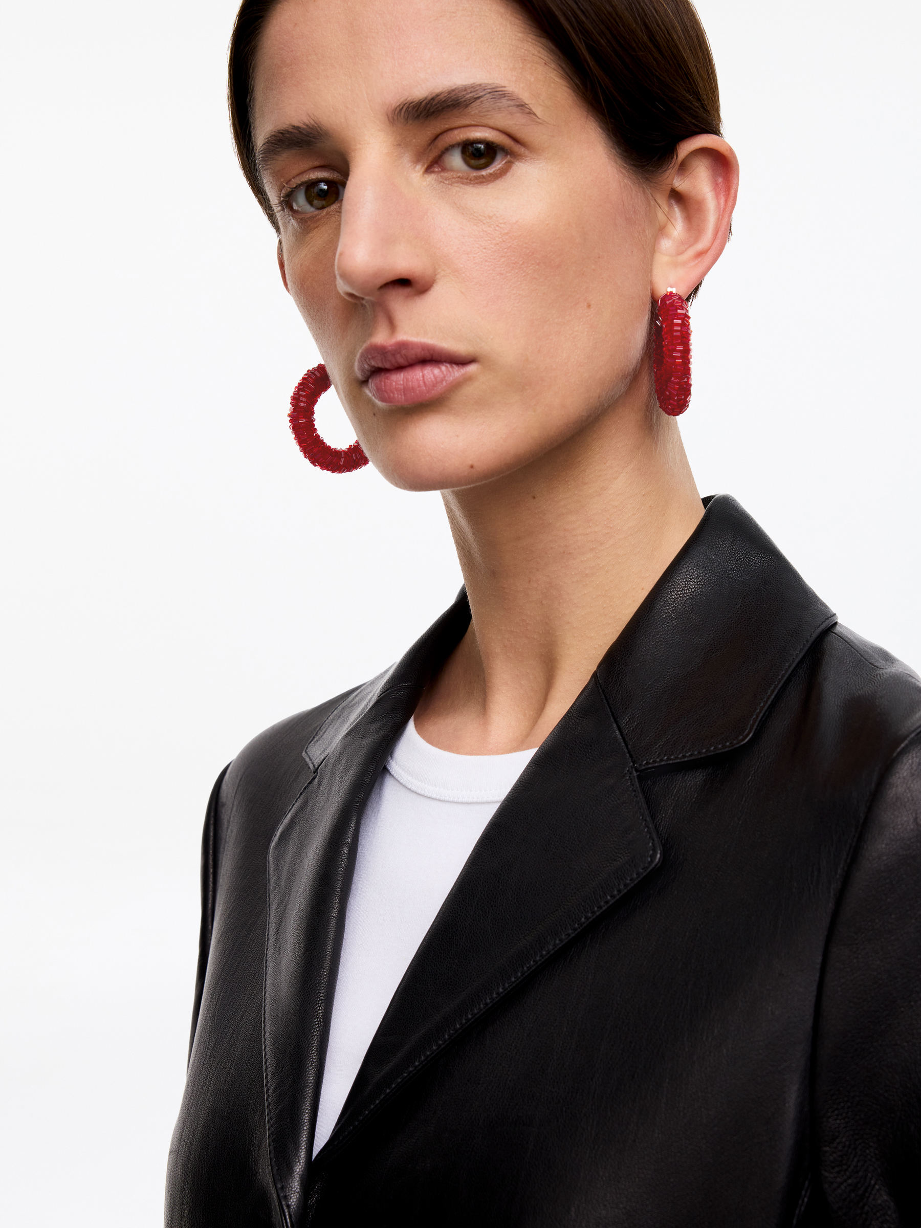 Beaded Hoop Earrings - Red - Women - StillMedia/Lookbook - 3