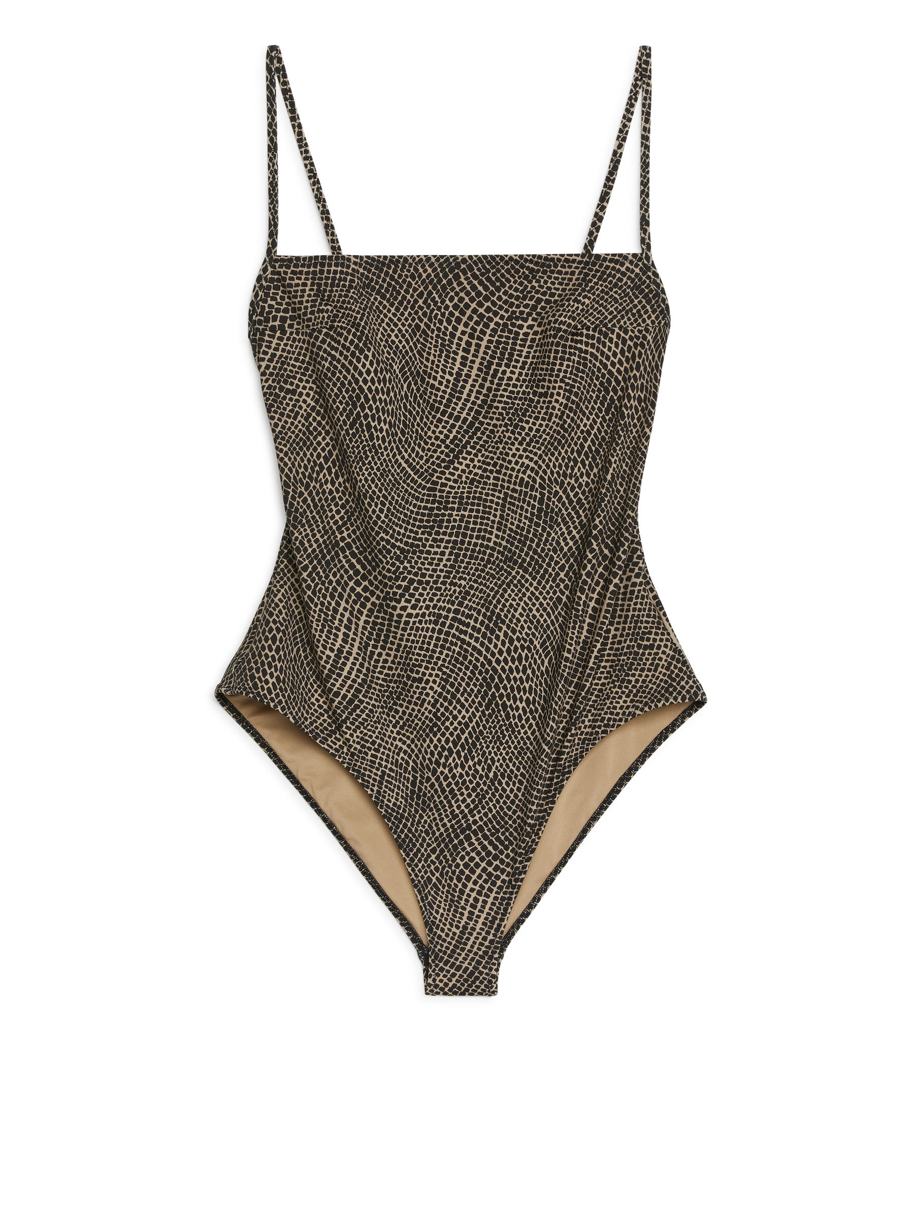 Square-Neck Swimsuit-Beige-7721