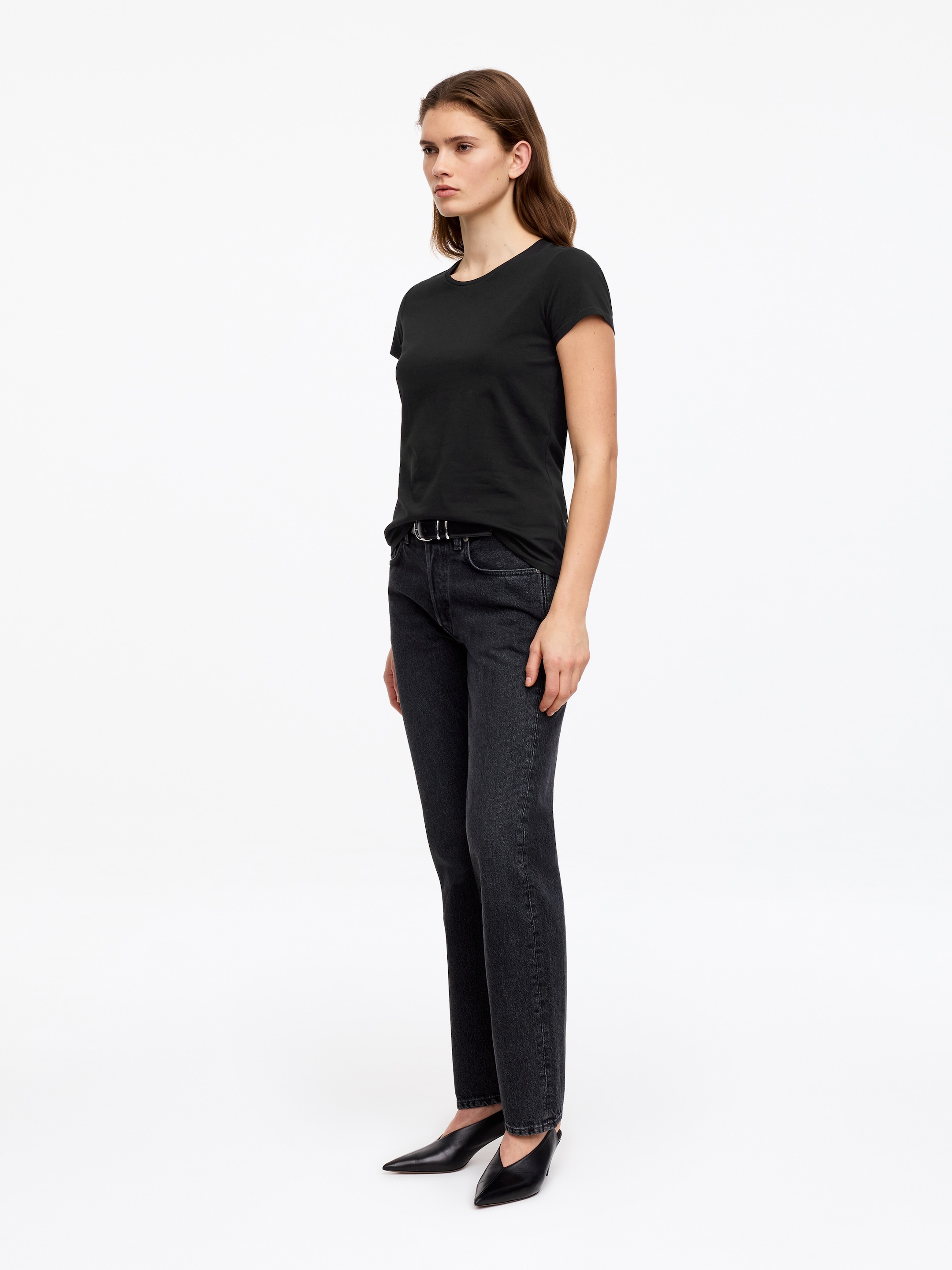 Slim Cap-Sleeve T-Shirt - Black - Slim fit - Women - StillMedia/Lookbook - 5