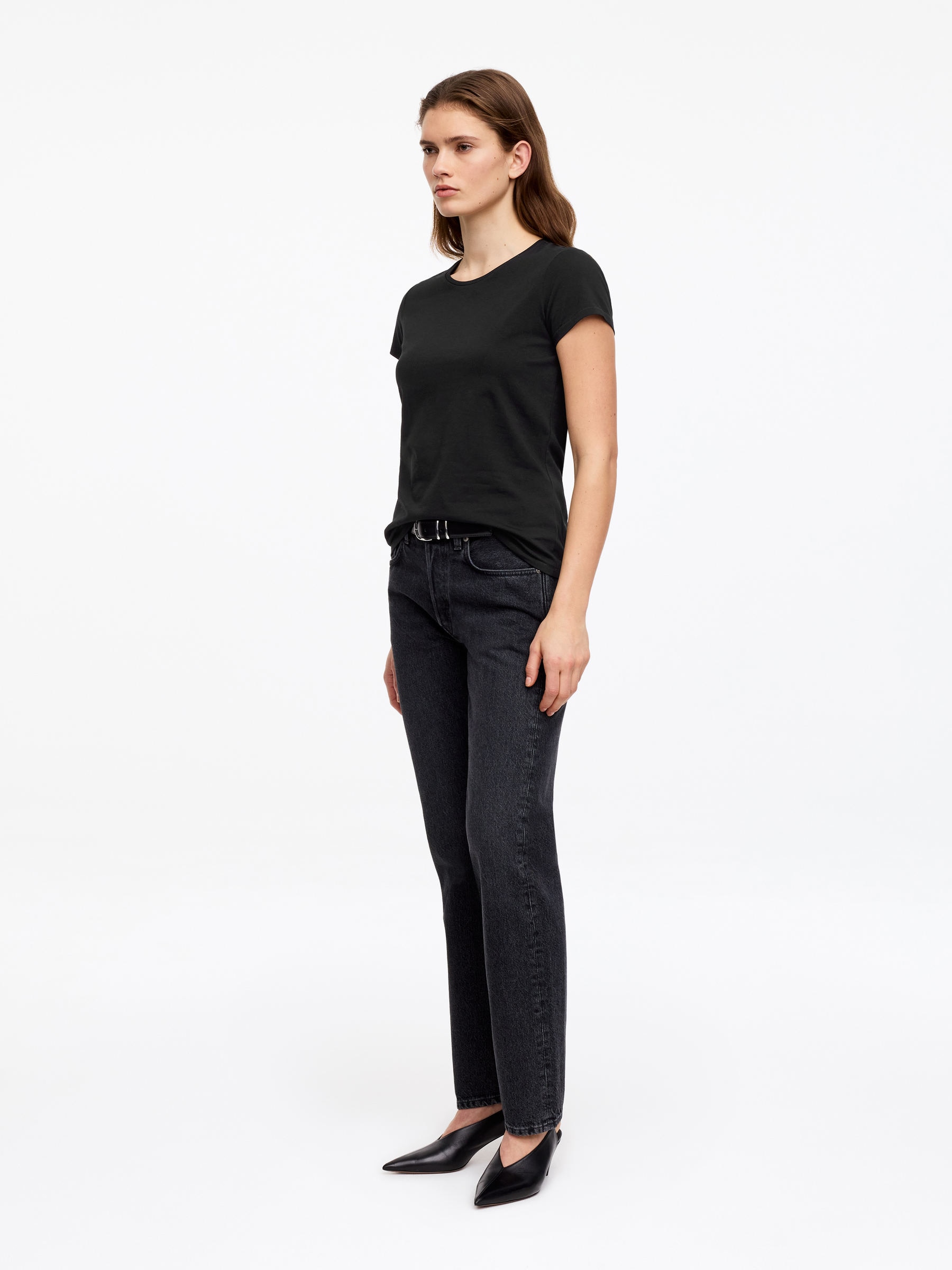 Slim Cap-Sleeve T-Shirt - Black - Slim fit - Women - StillMedia/Lookbook - 5