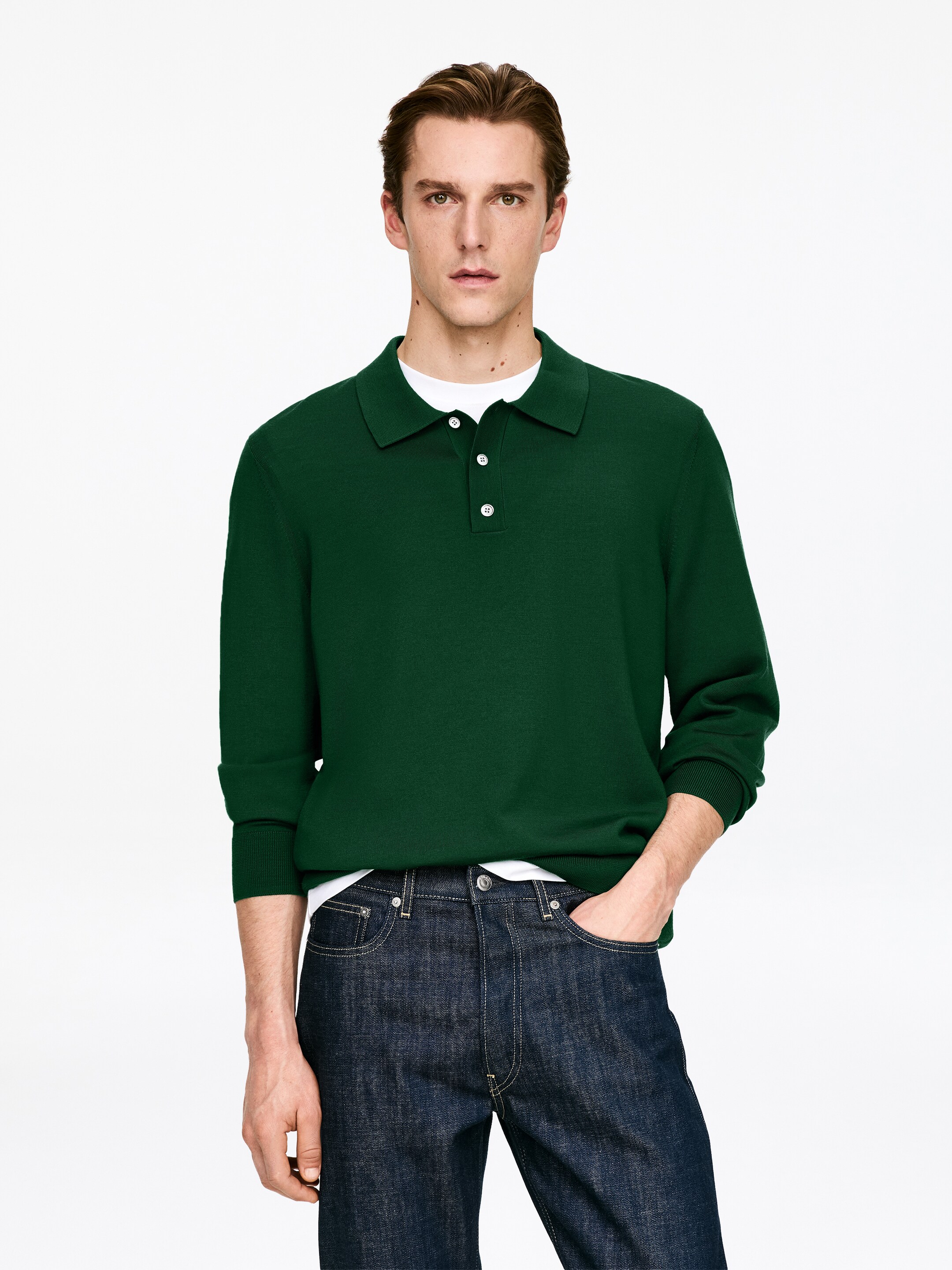 Größeres Bild ansehen: Polopullover aus Merinowolle - Grün - Men | H&M DE 1