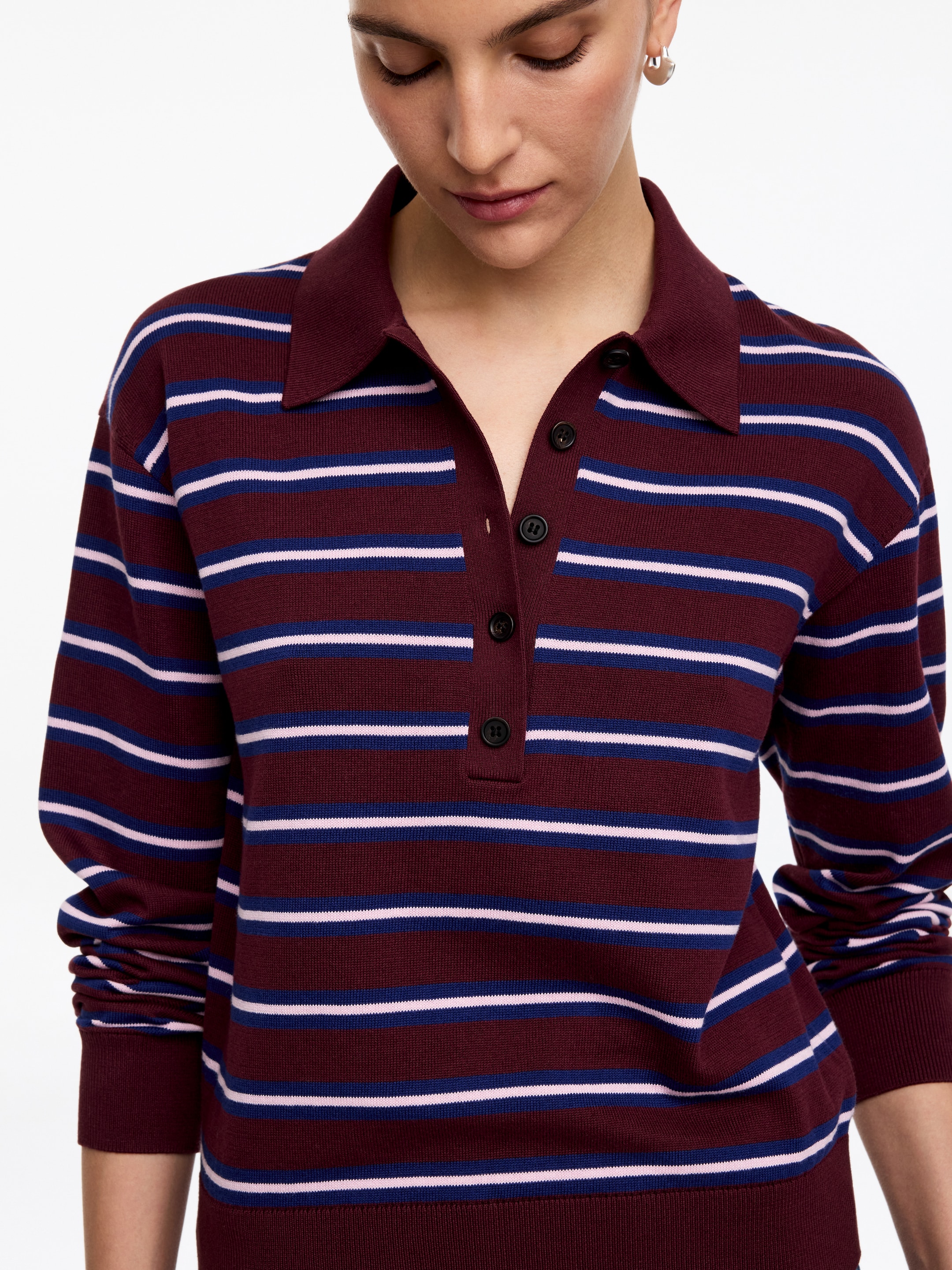 Polo en maille - Rouge foncé/Bleu/Rose - Regular fit - Femme - StillMedia/Lookbook - 3