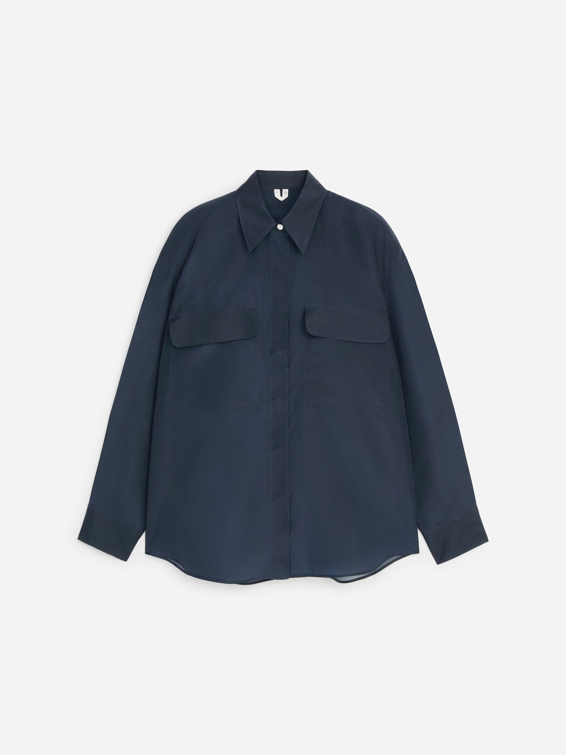 Silk Organza Shirt-Blue-19463