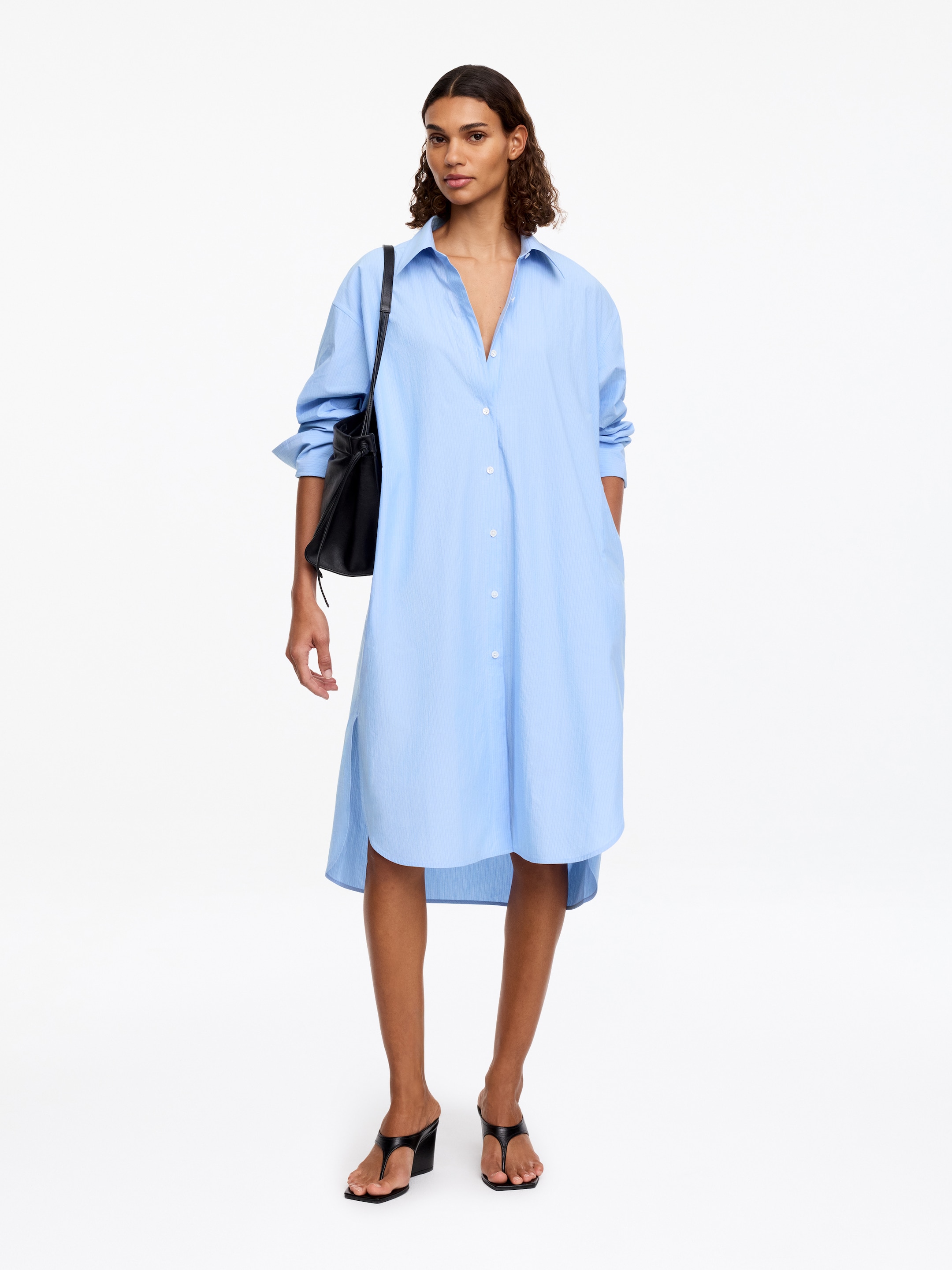 Loose-Fit Cotton Shirt Dress - Blue/Striped - Loose fit - Women - StillMedia/Lookbook - 4
