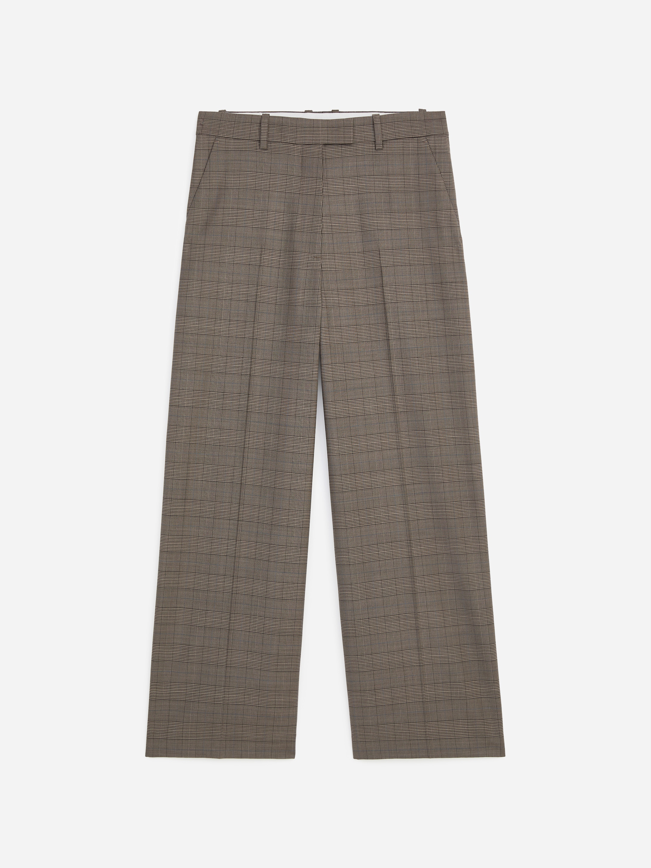 Wool Blend Tailored Trousers-Brown-20621