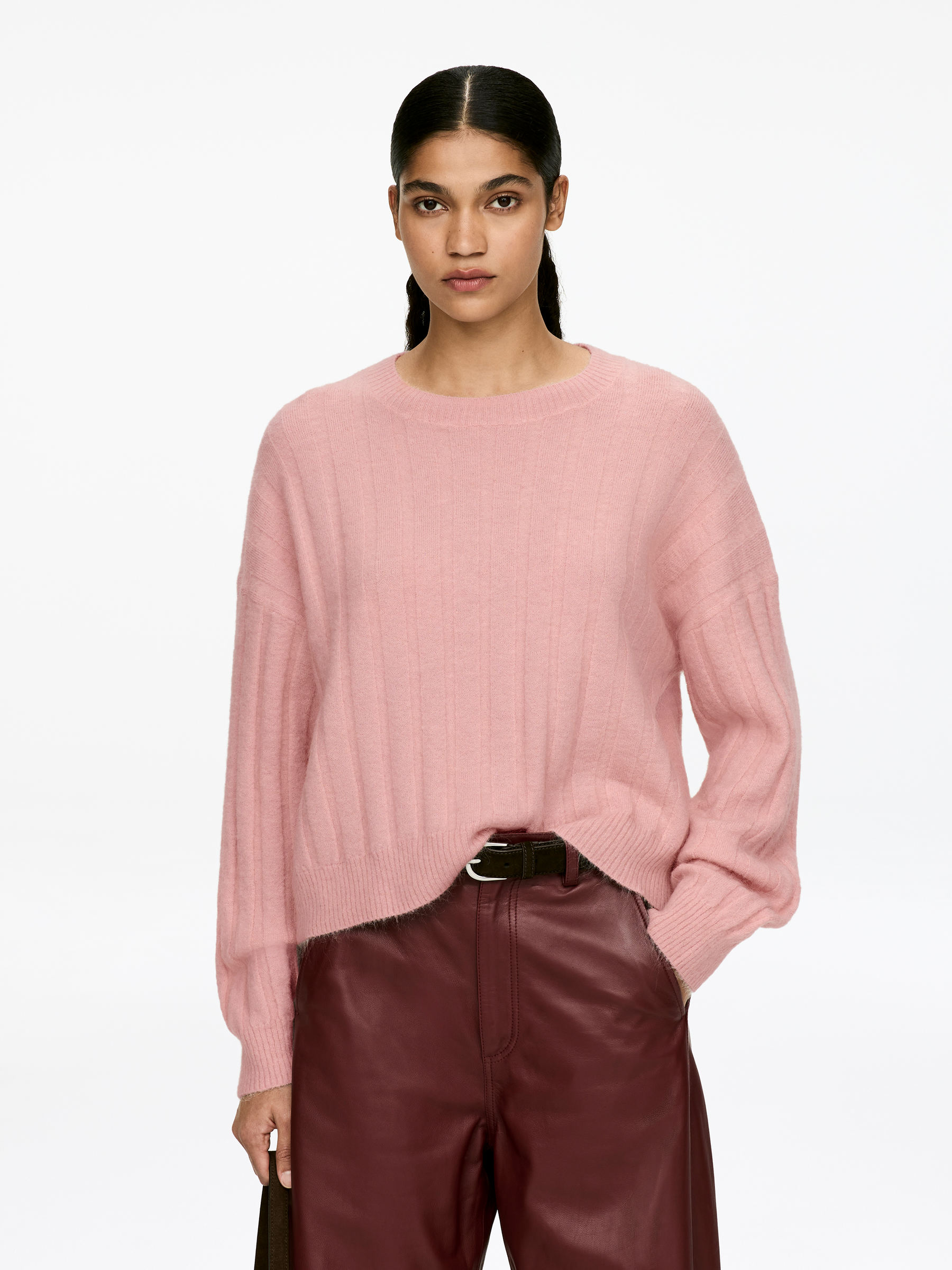 Mohair-Wool Blend Jumper-#D6BAB6-13725