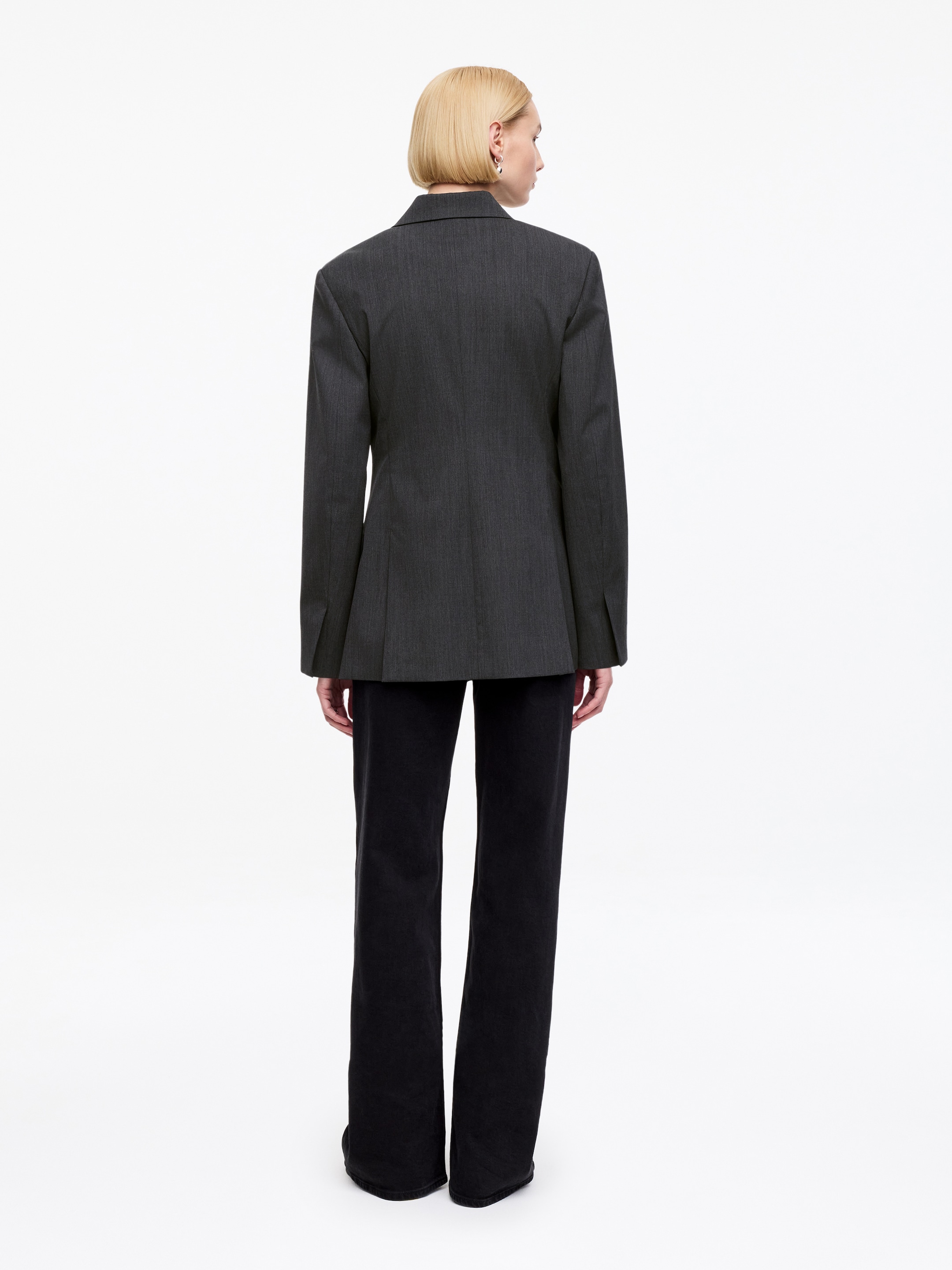 Blazer à boutonnage croisé en laine mélangée - Gris chiné - Relaxed fit - Femme - StillMedia/Lookbook - 11