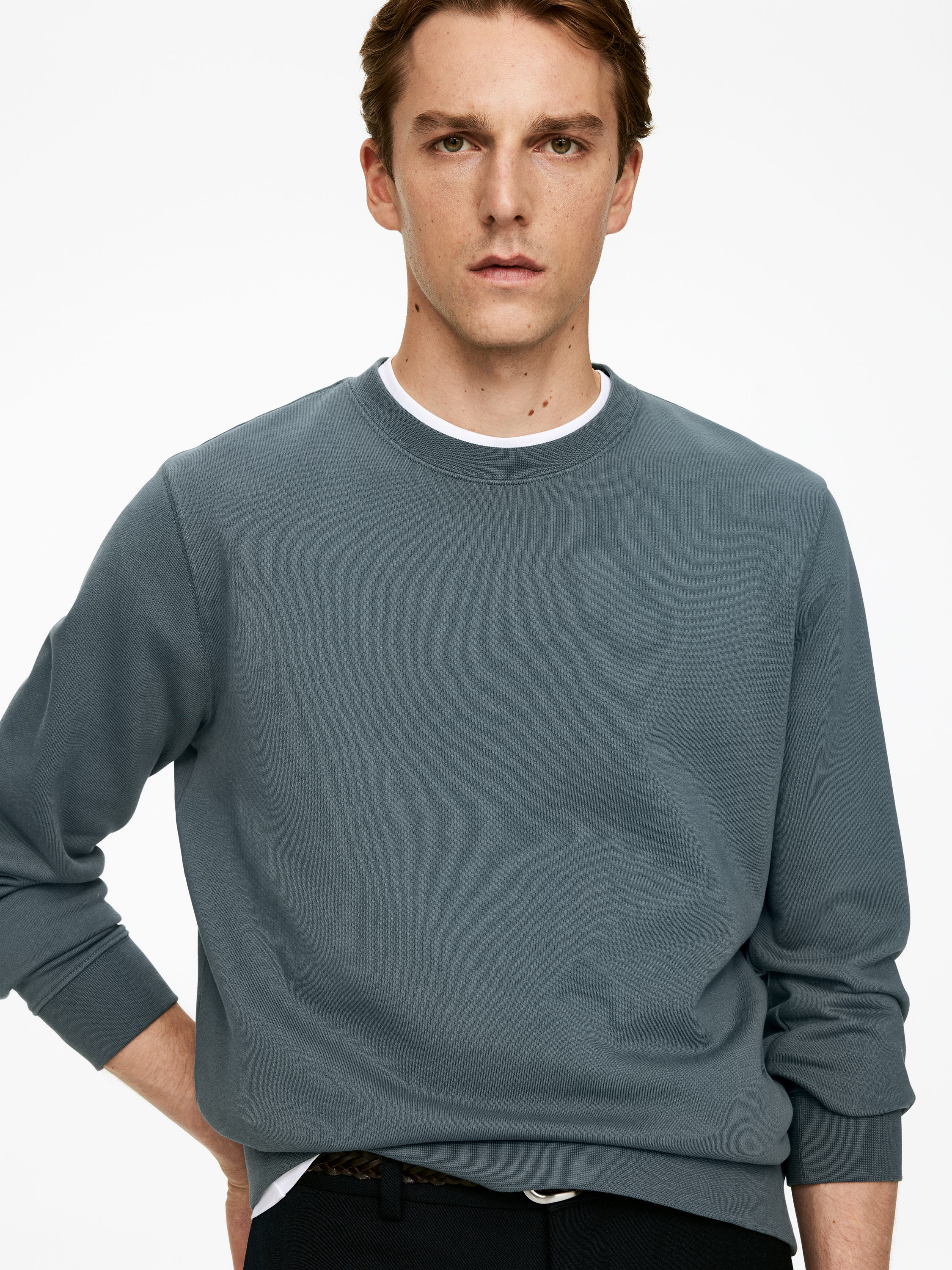 Mid-Weight Sweatshirt - Dusty Blue - Regular fit - Men - StillMedia/Lookbook - 4