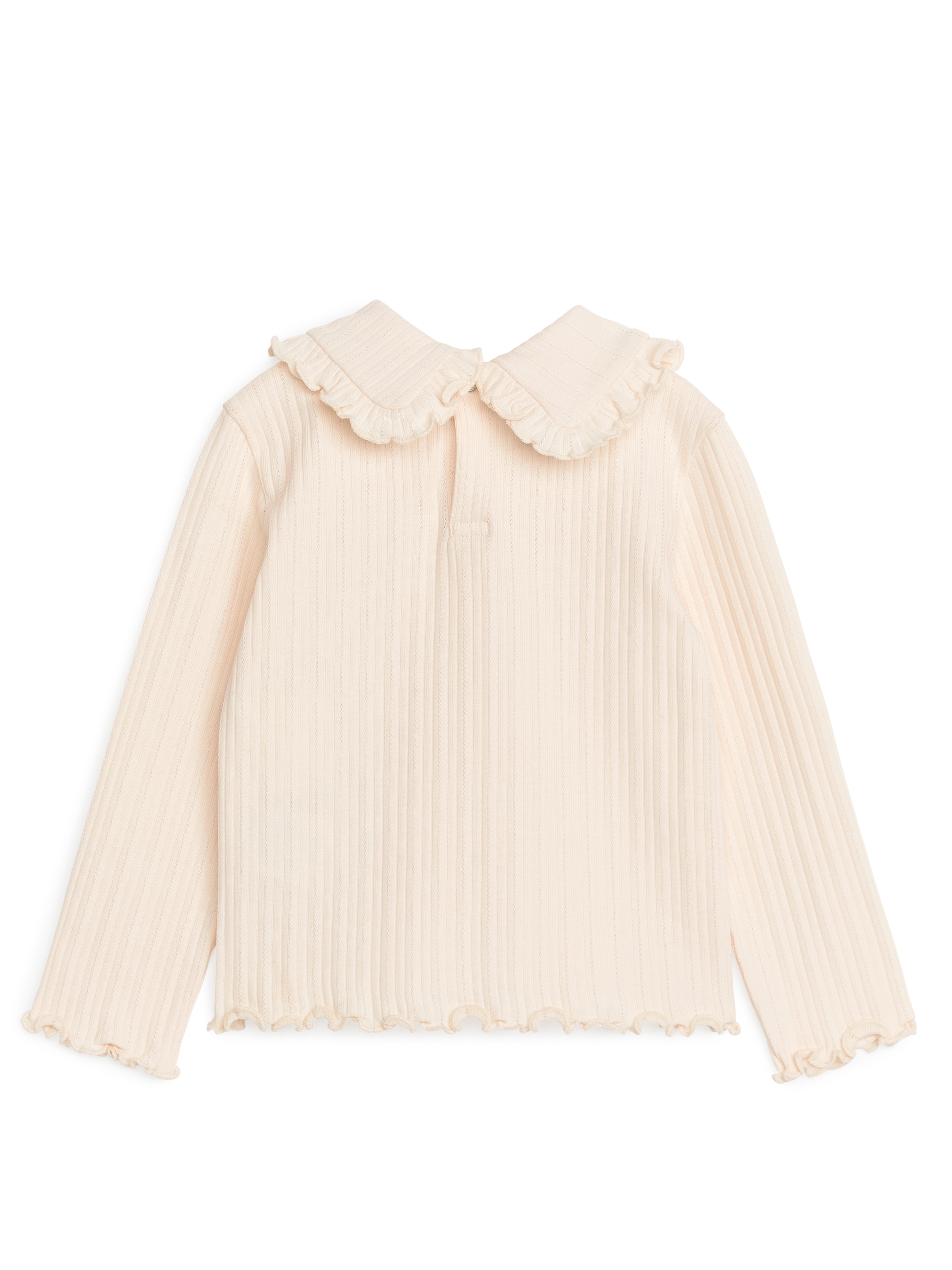 Pointellestickad topp med volangkrage - Ljusbeige - Regular fit - Children - StillMedia/DescriptiveStillLife - 2