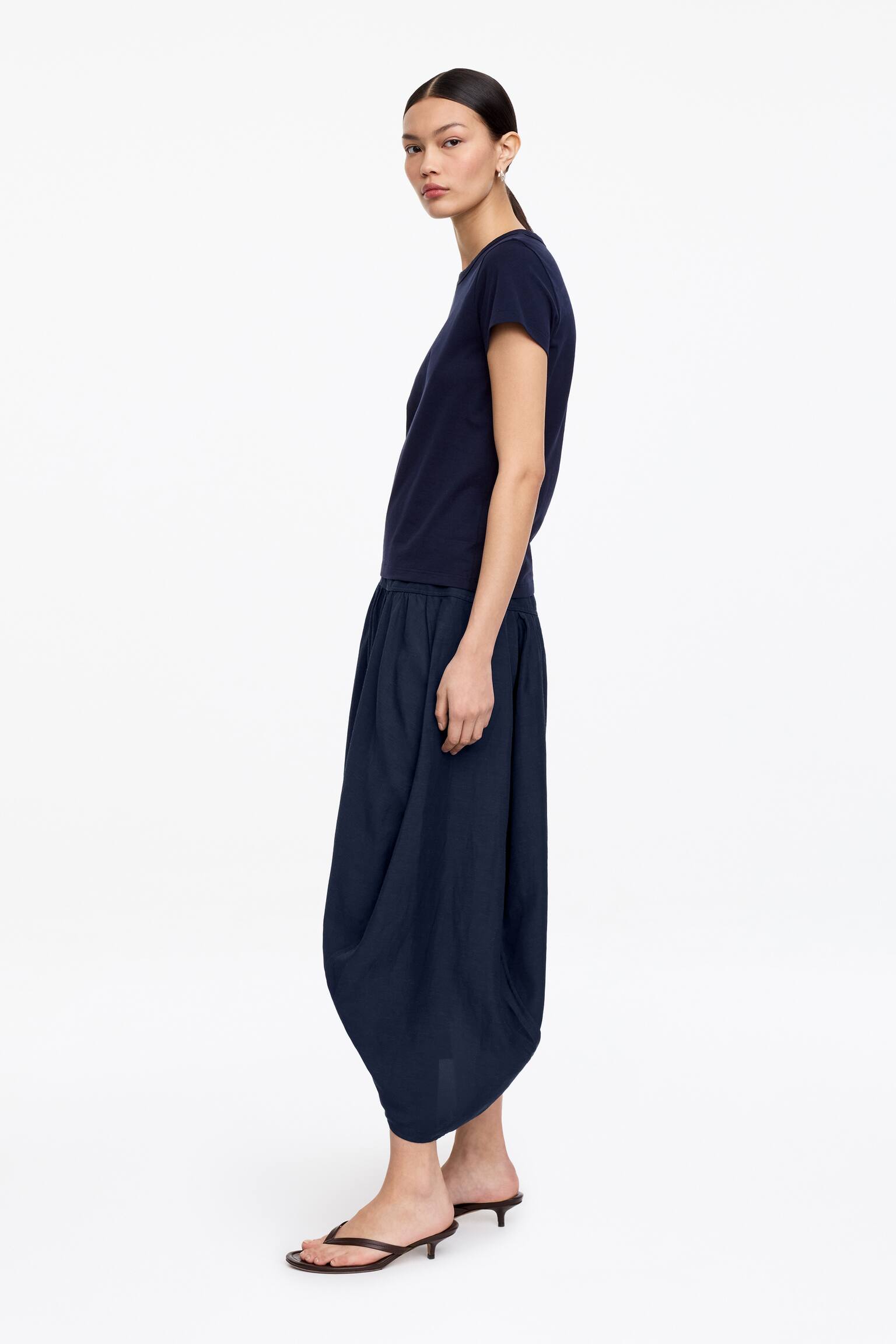 Midi-rok met ballonmodel - Donkerblauw - 5