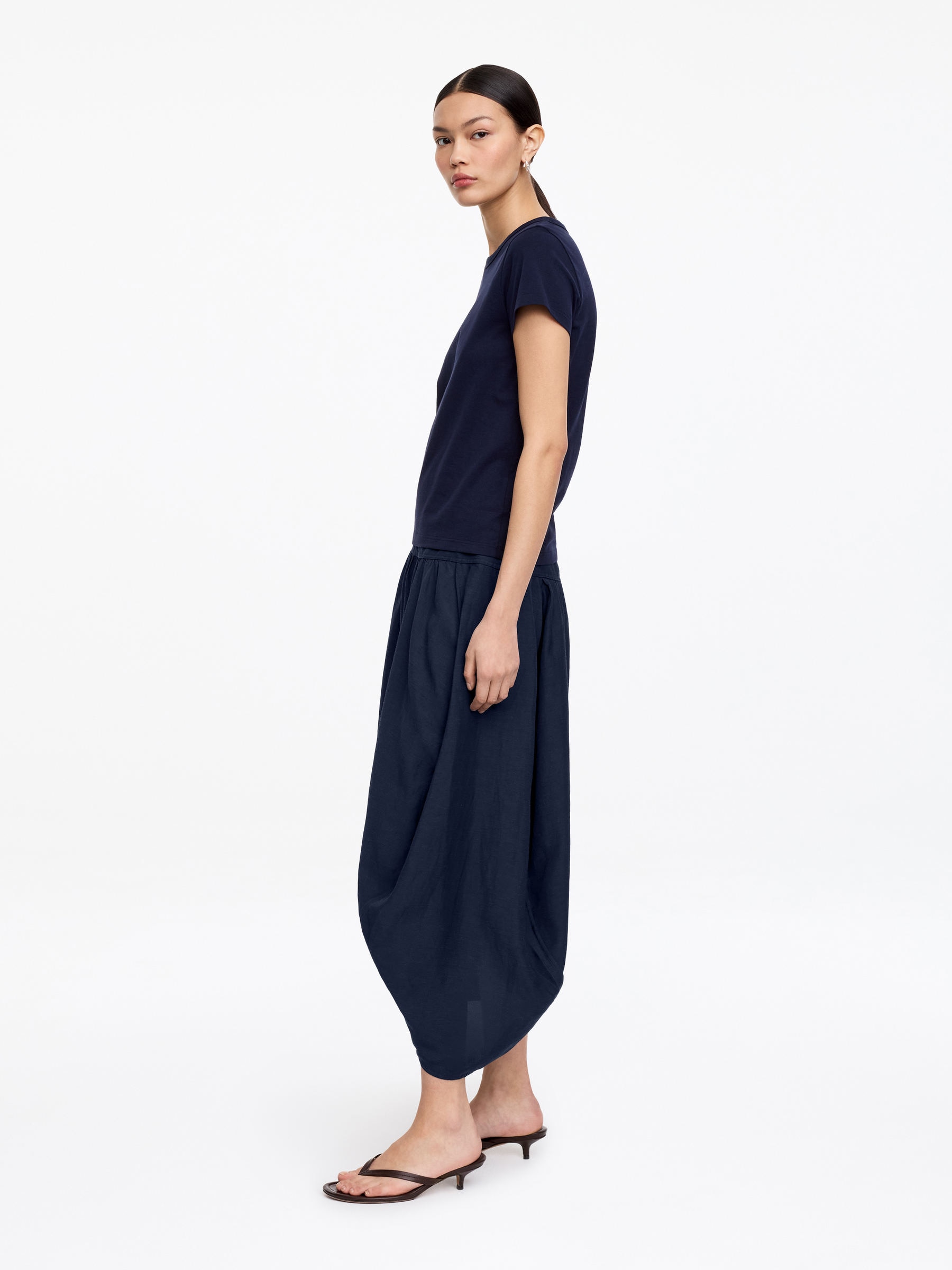 Balloon Midi Skirt - Dark Blue - Regular fit - Women - StillMedia/Lookbook - 5