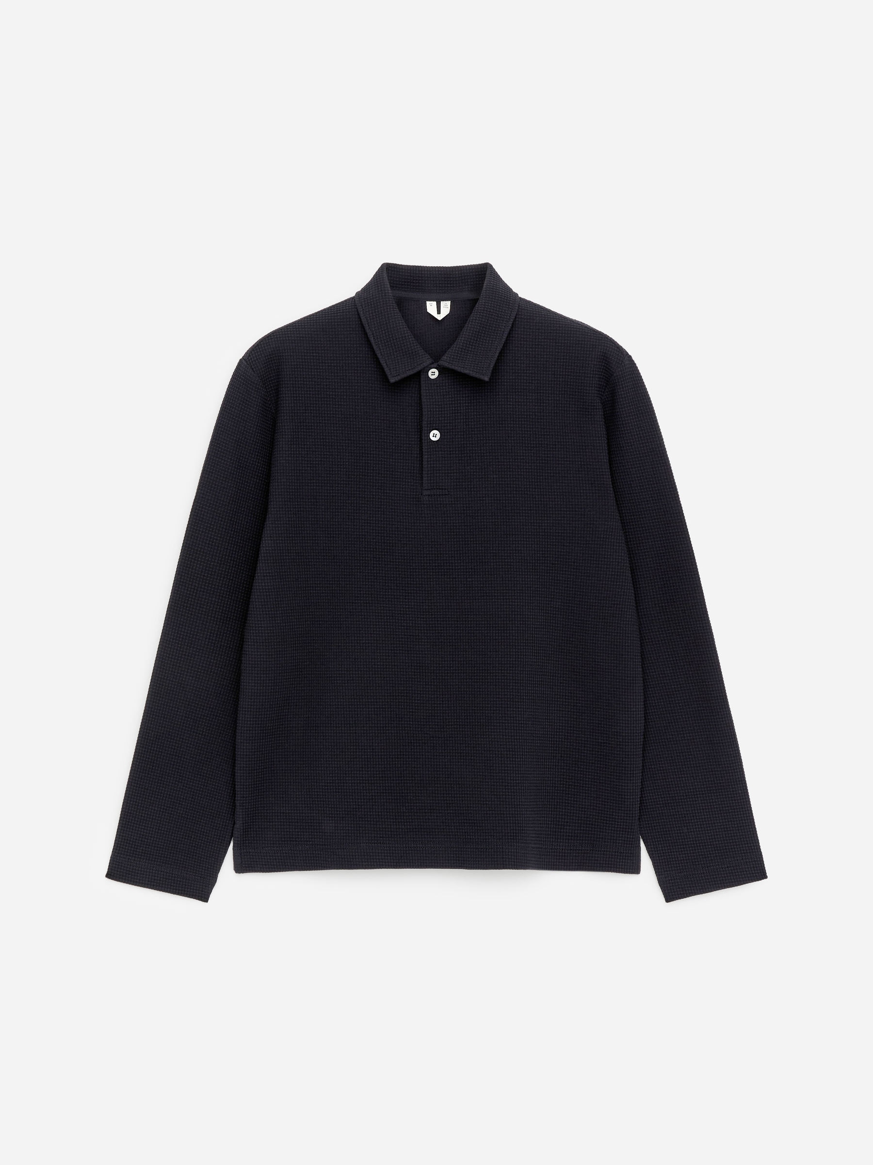 Waffle Polo Shirt-Blue-18551