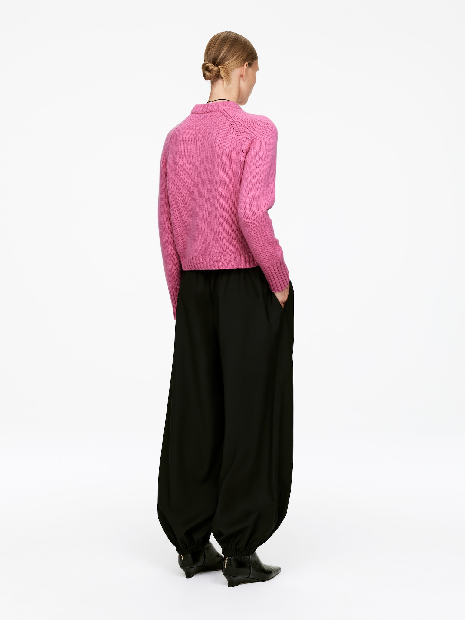 Chunky Pure Cashmere Jumper​ - Pink/Brown - 5